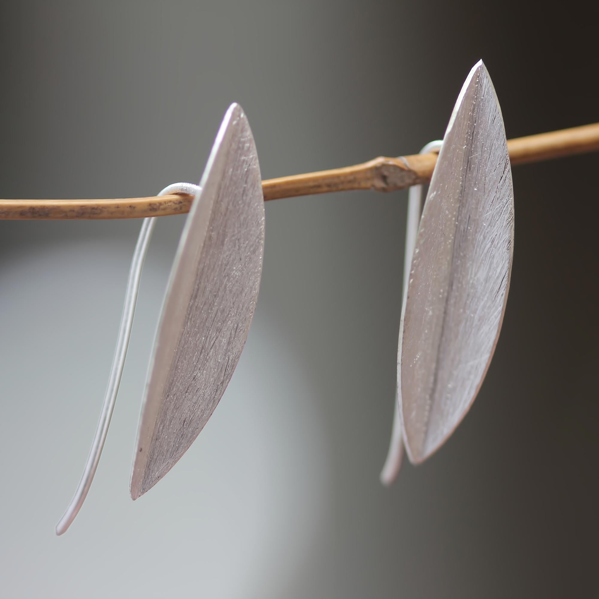 Premium Bamboo Leaf Sterling Silver Drop Earrings