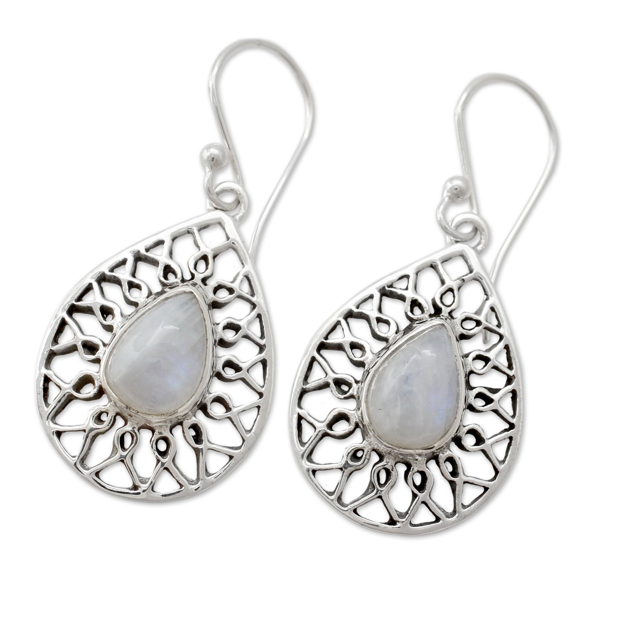 Premium Magical Elegance: Sterling Silver Rainbow Moonstone Earrings