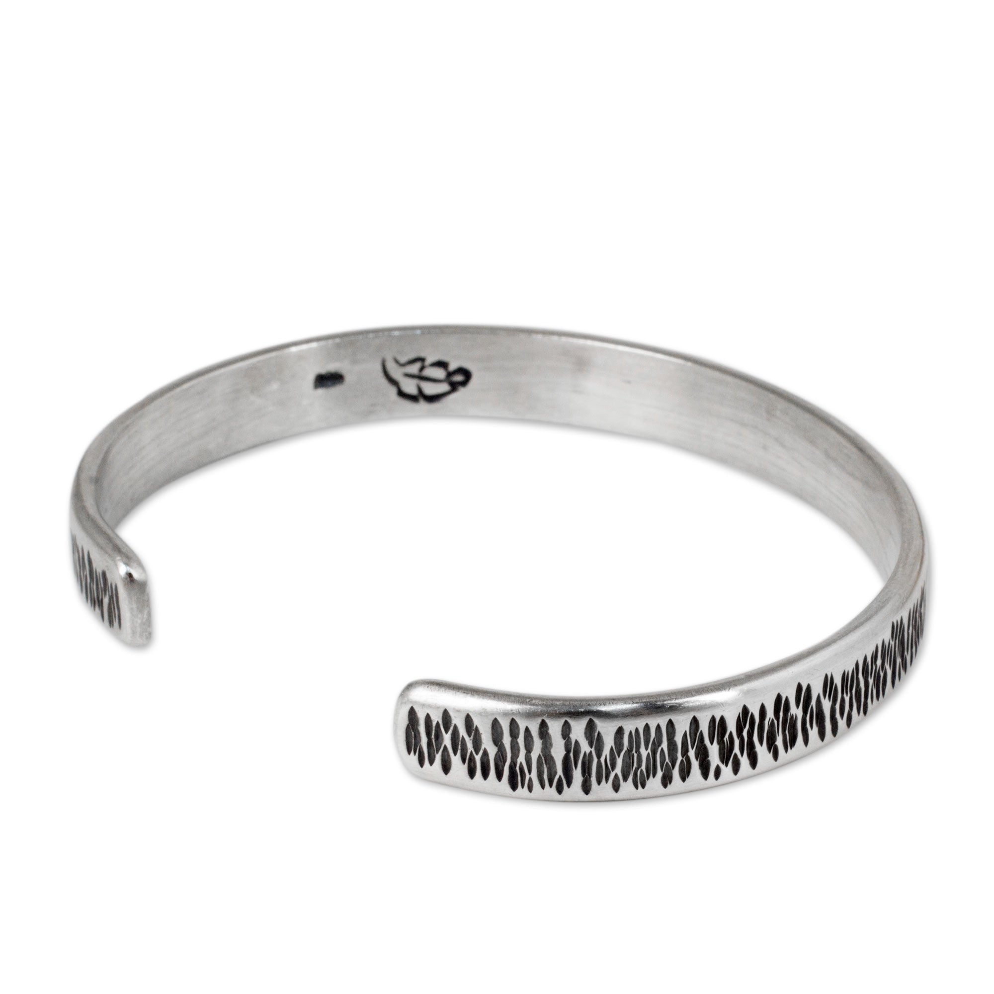 Premium Whispering Rain Sterling Silver Cuff Bracelet - Handcrafted in Thailand