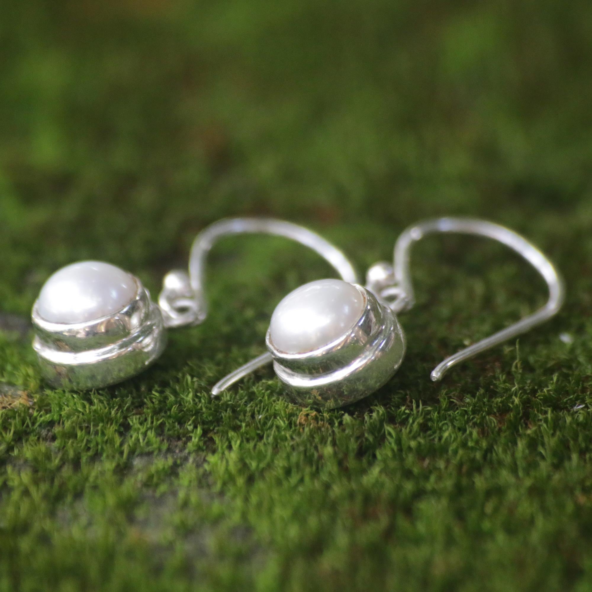 Premium Full Moon Pearl Dangle Earrings