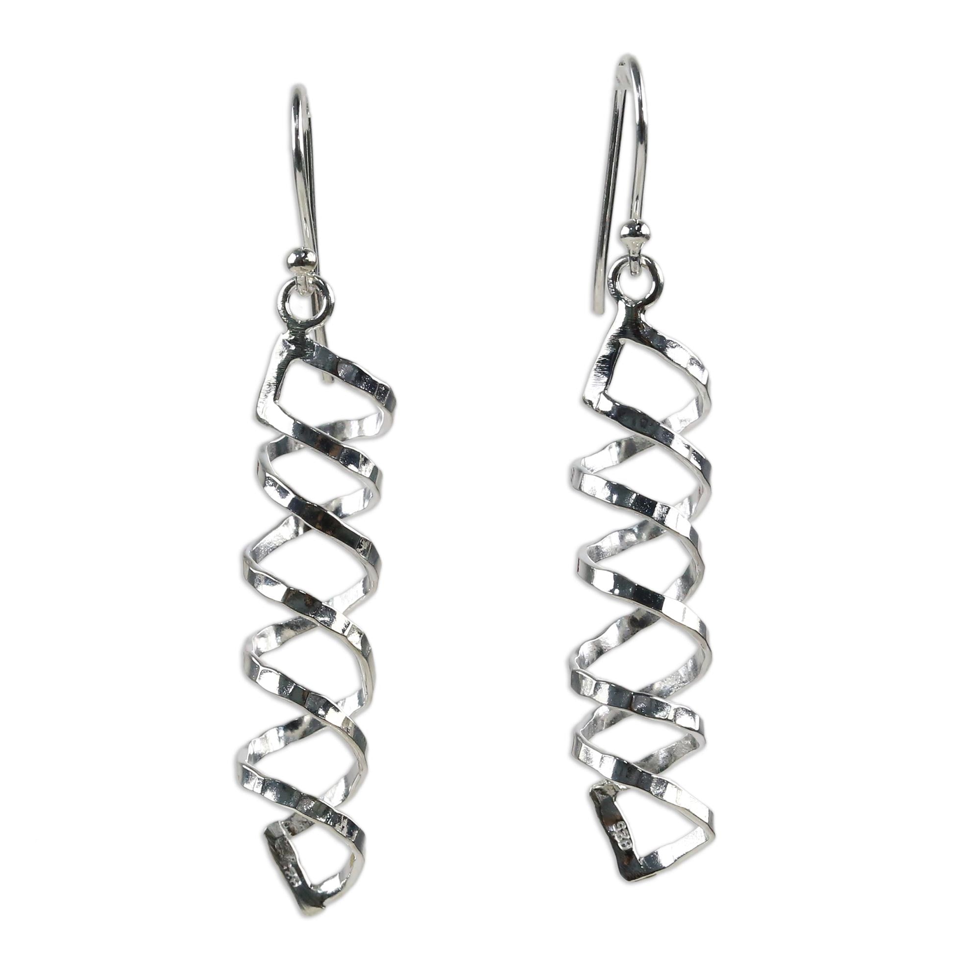 Premium Shiny Serpentine Spiral Earrings - Handcrafted 925 Sterling Silver