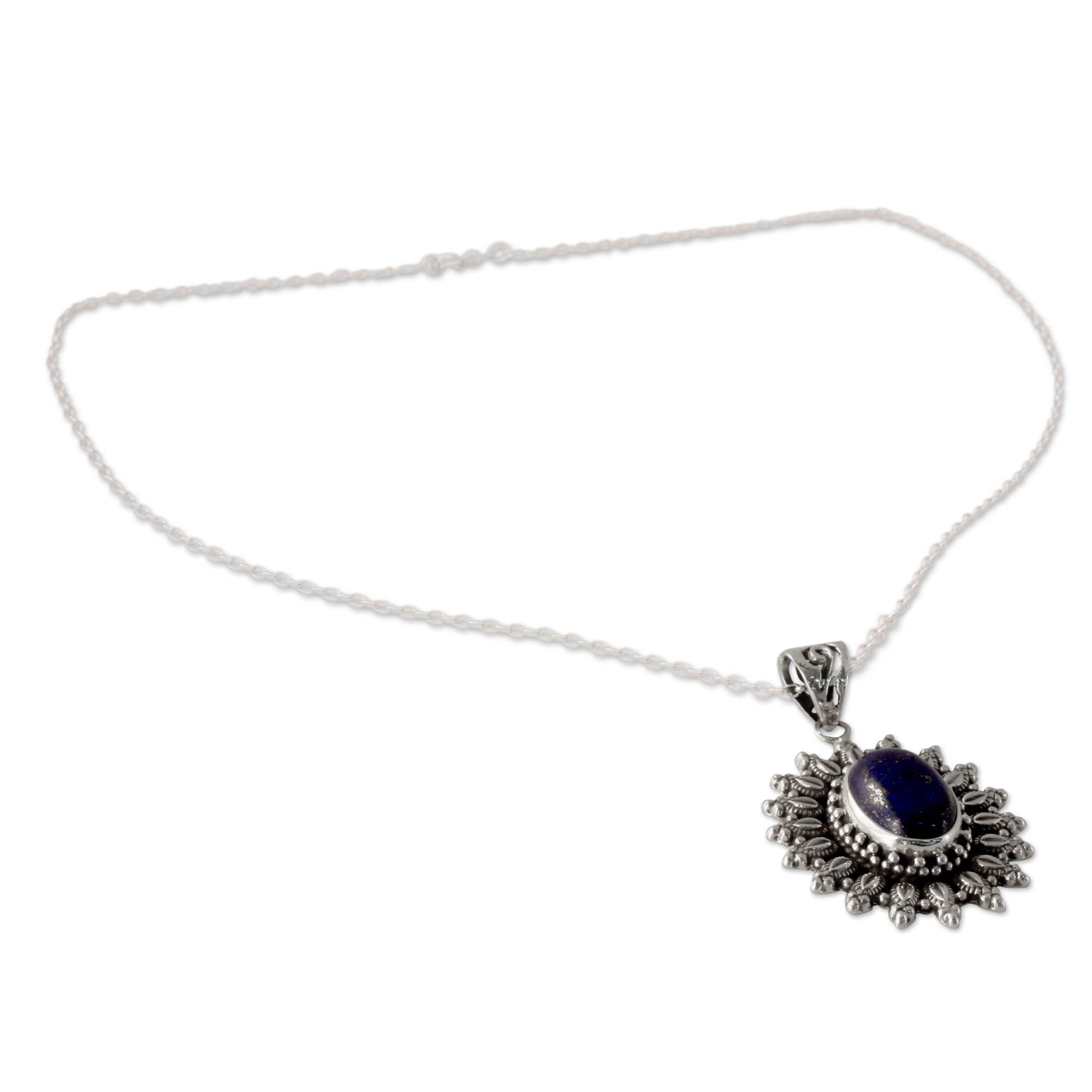 Premium Royal Allure Lapis Lazuli Pendant Necklace - Handcrafted Sterling Silver Jewelry