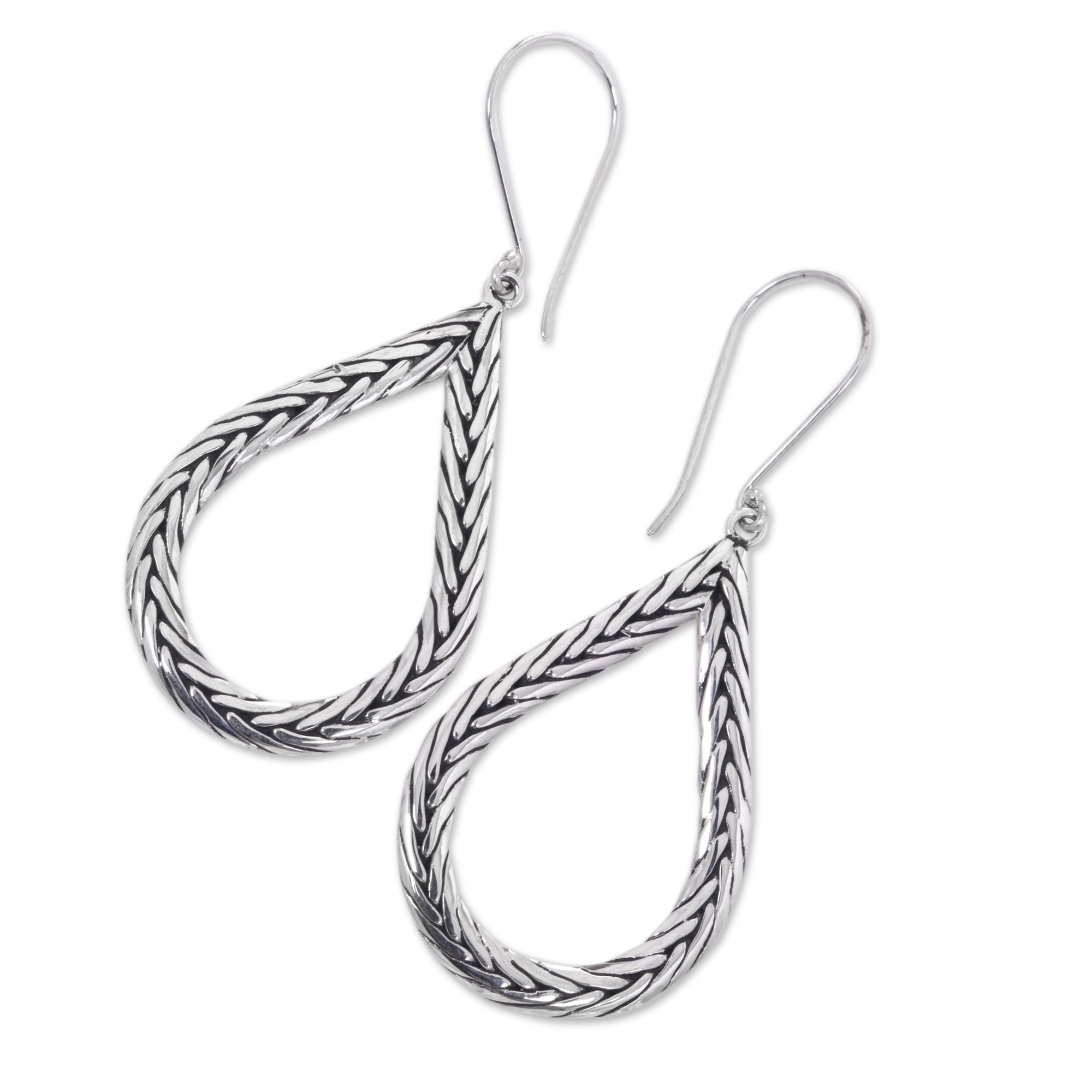 Premium Braided Teardrop Earrings - Handcrafted Sterling Silver Modern Artisan Jewelry