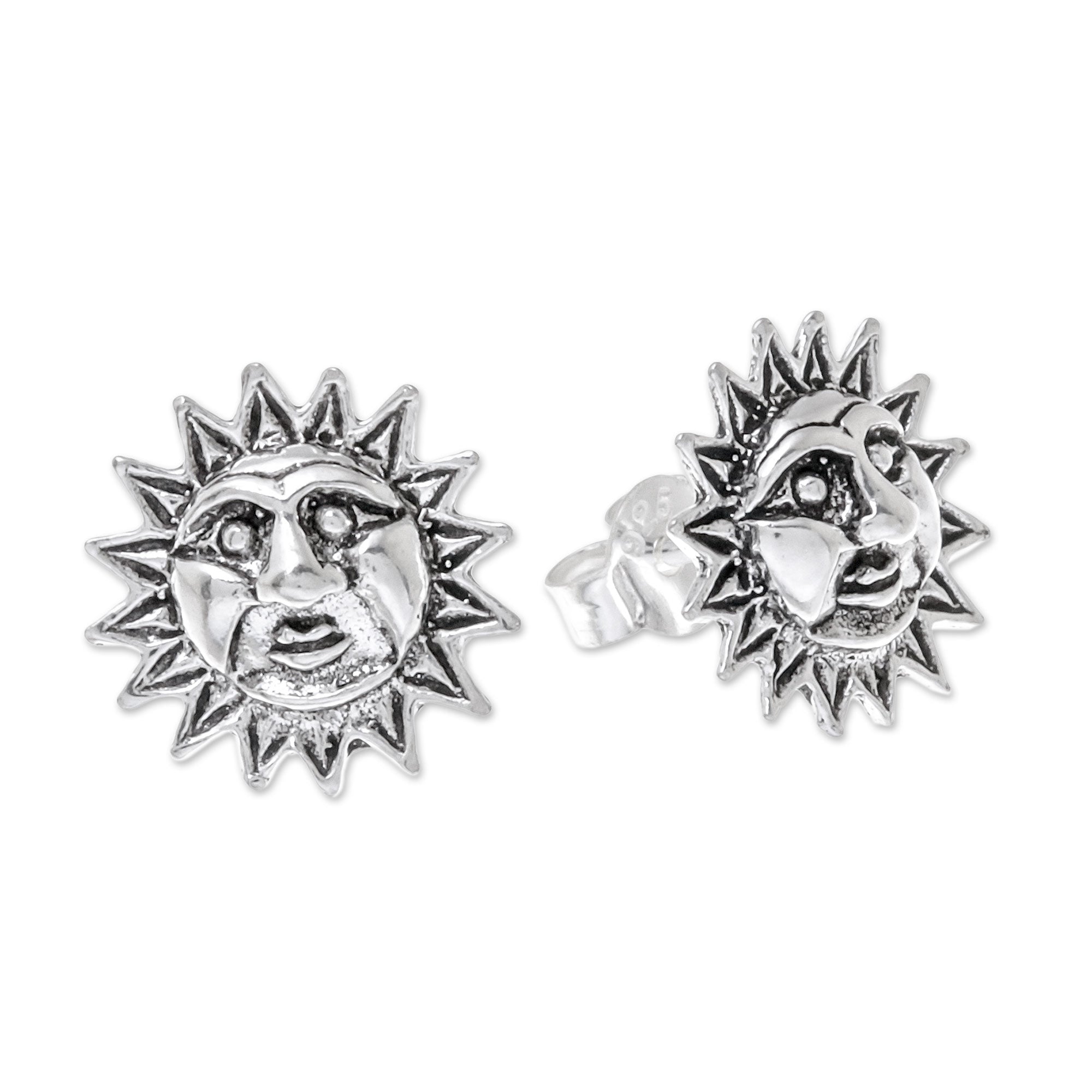 Premium Whimsical Sun Stud Earrings - Sterling Silver Jewelry from Thailand