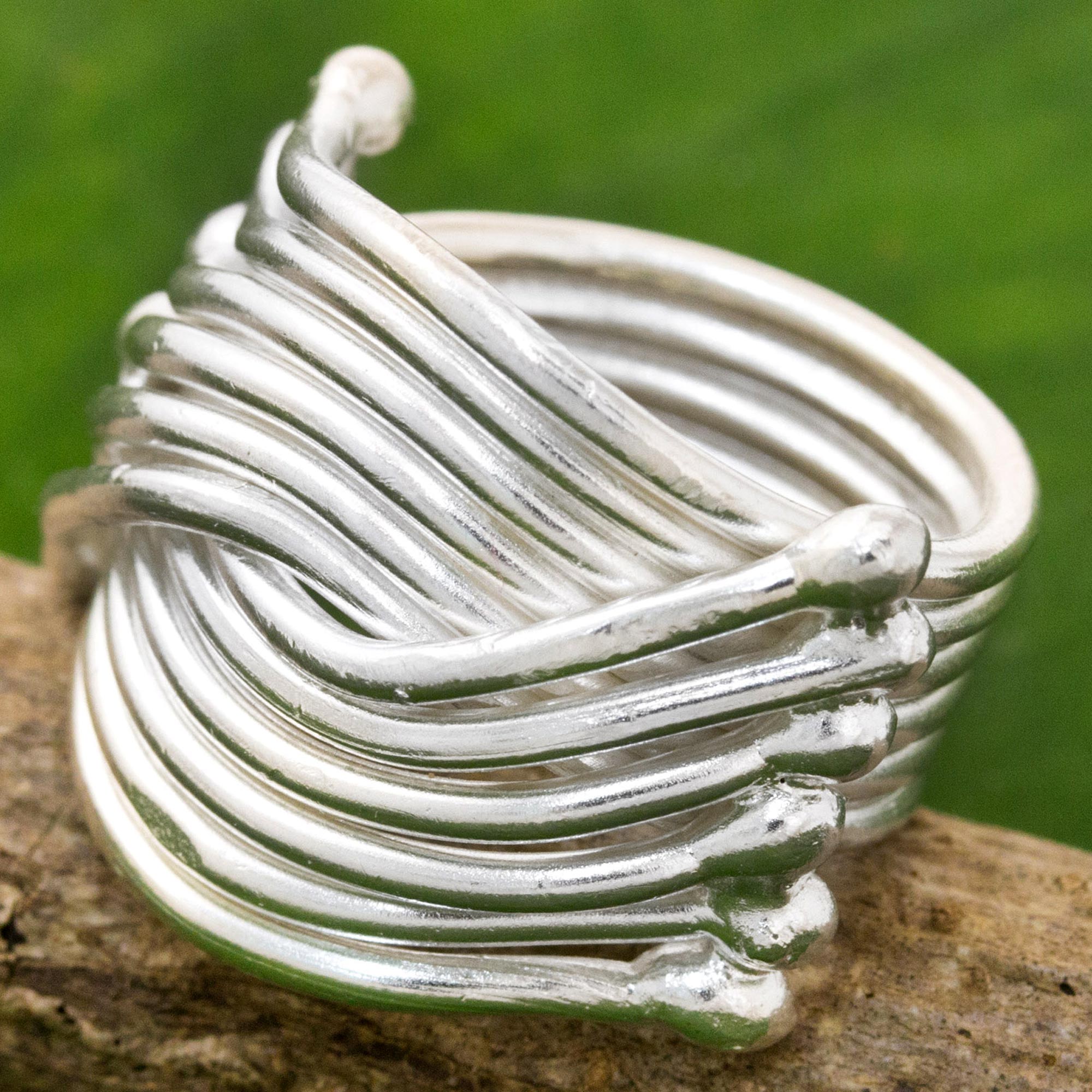 Premium Silver Hug High Polish Karen Ring - Handcrafted Sterling Silver Jewelry