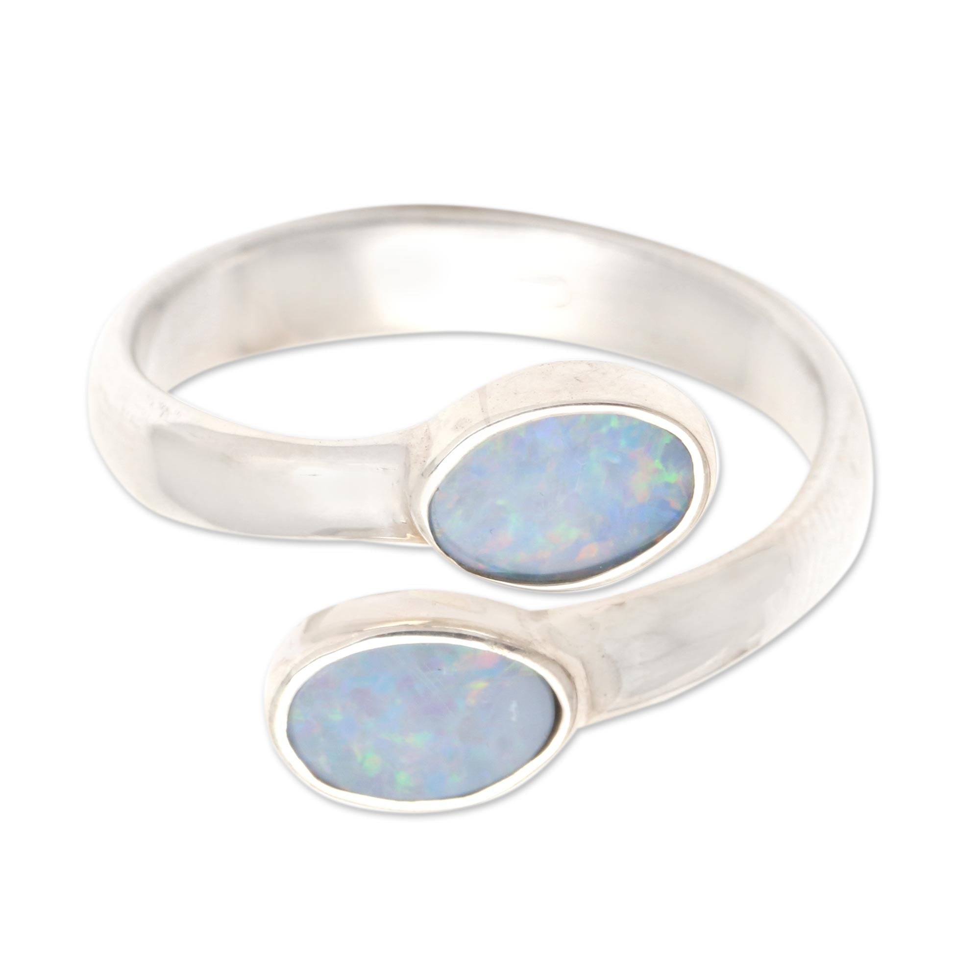 Premium Indonesian Opal Wrap Ring - Sterling Silver Elegance