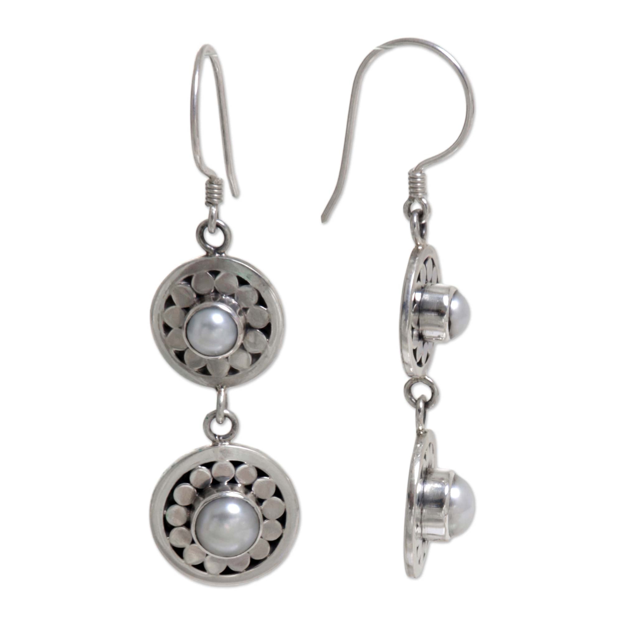 Premium Sunny Days Pearl Drop Earrings - Elegant Sterling Silver Design