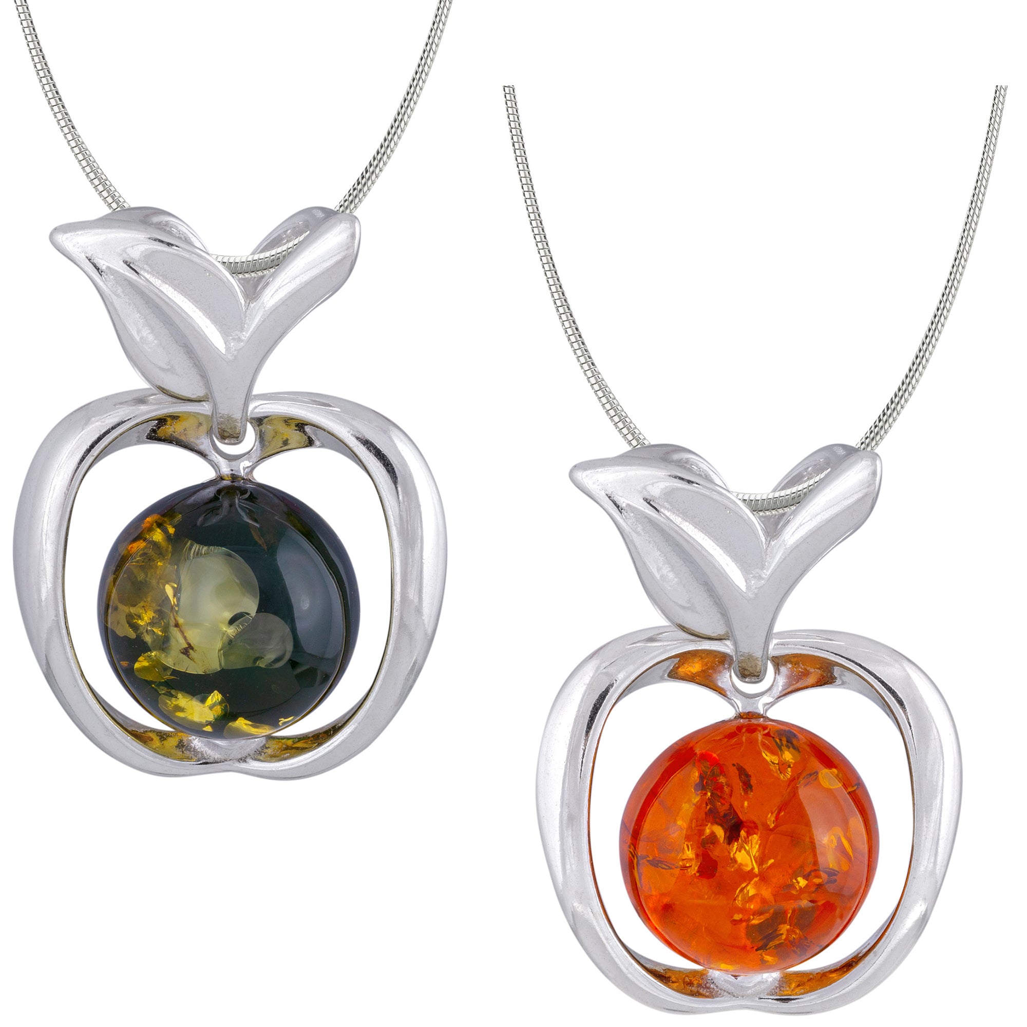 Premium Sterling & Baltic Amber Apple Necklace - Handcrafted Elegance