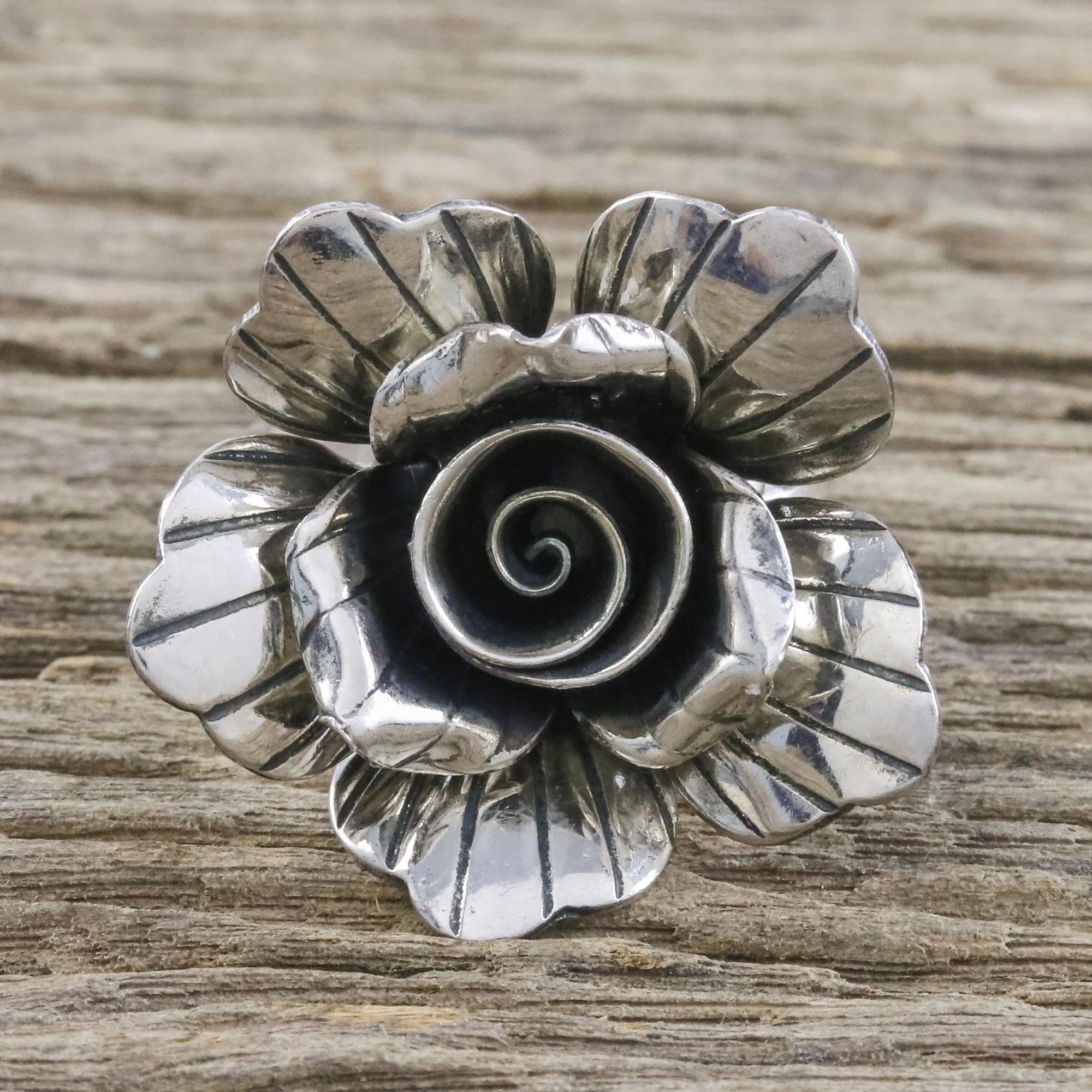 Premium Handcrafted Hill Tribe Silver Jasmine Cocktail Ring