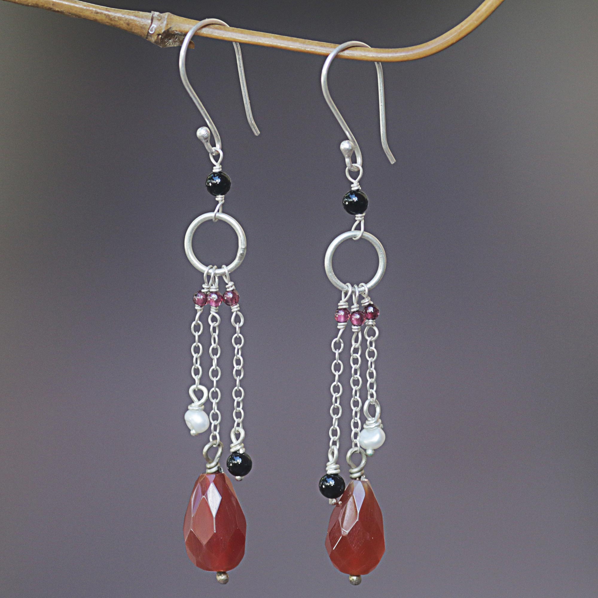 Premium Multi-Gem Cascade Earrings in Sterling Silver