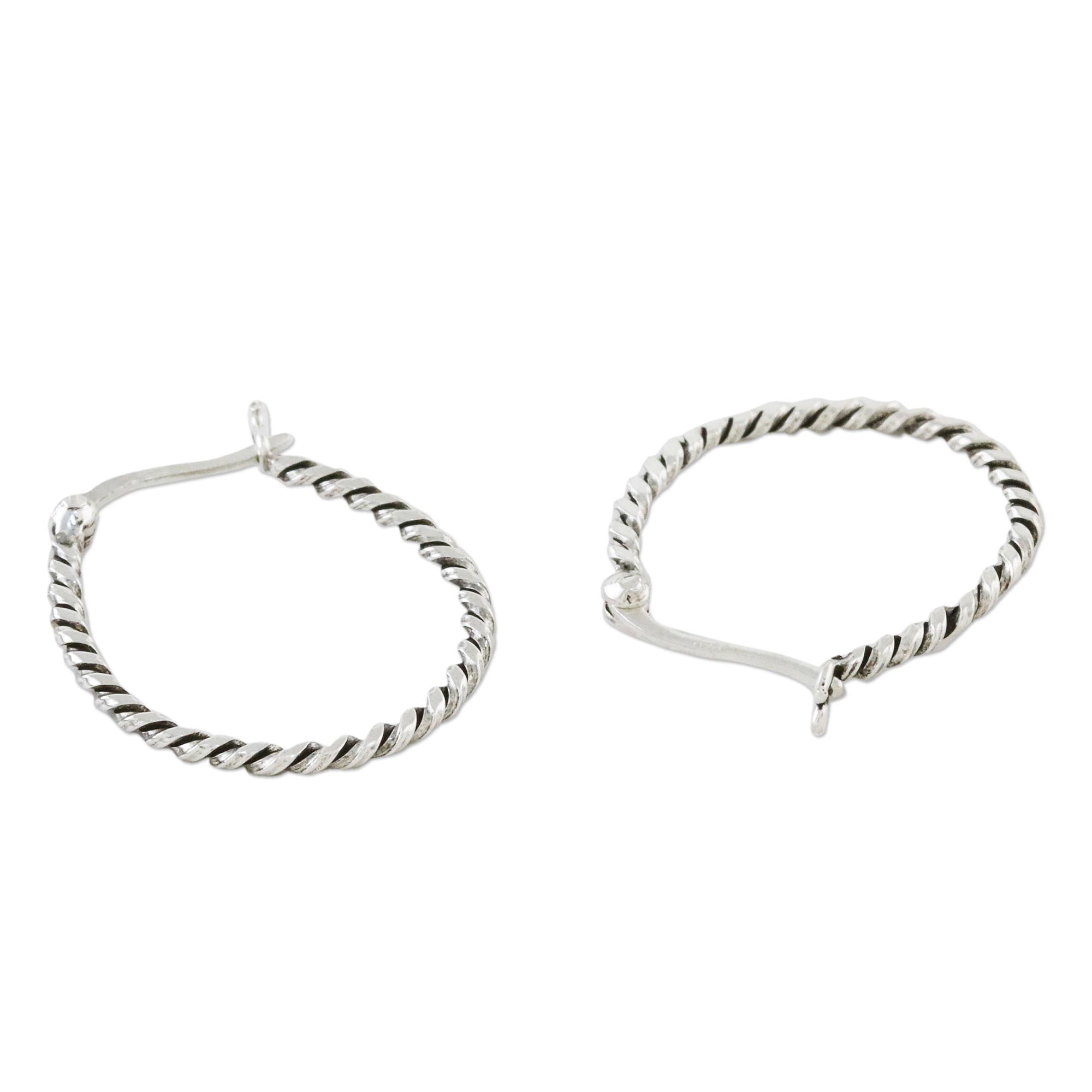 Premium Spiral Onwards Sterling Silver Hoop Earrings