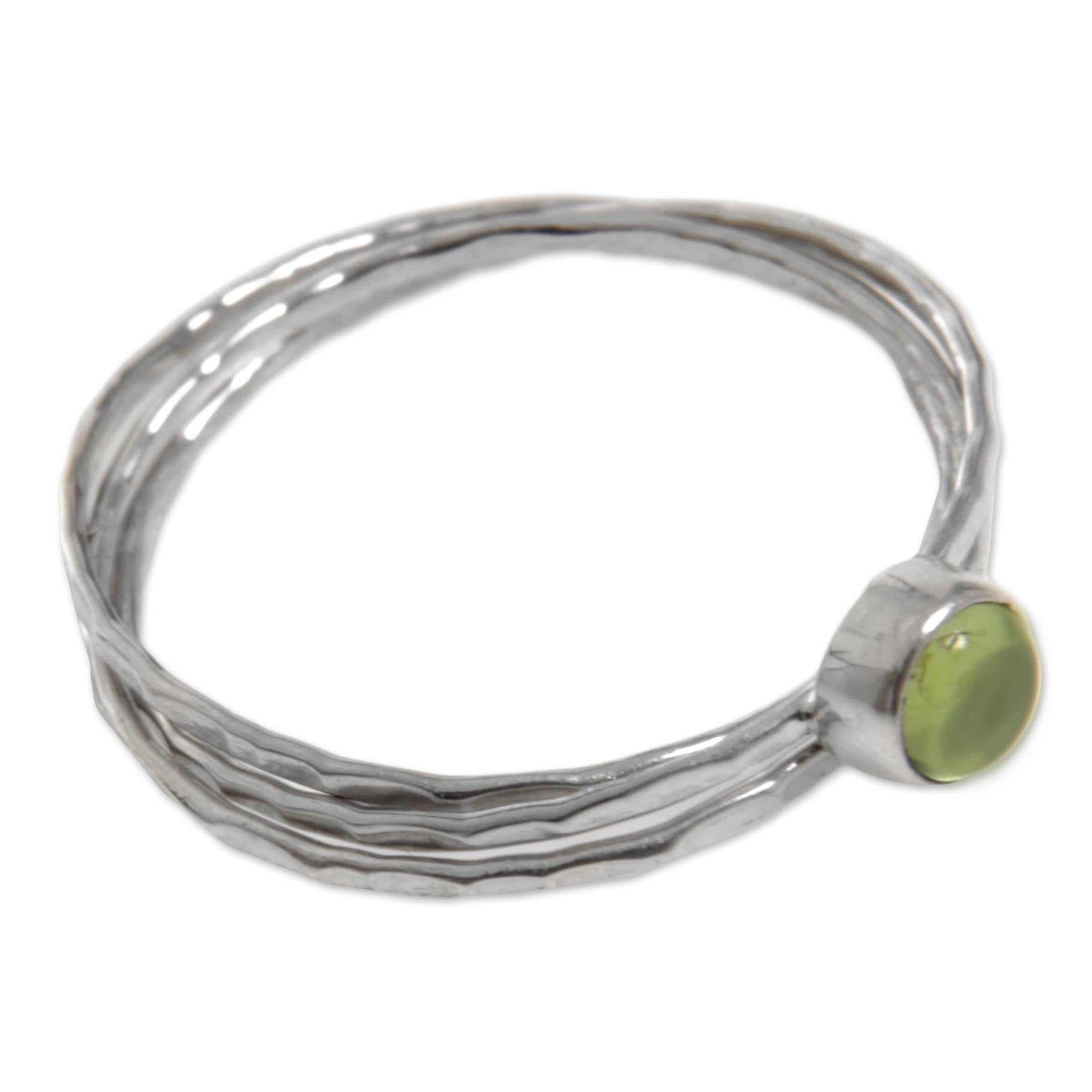 Premium Sterling Silver Peridot Solitaire Ring - Handcrafted in Bali