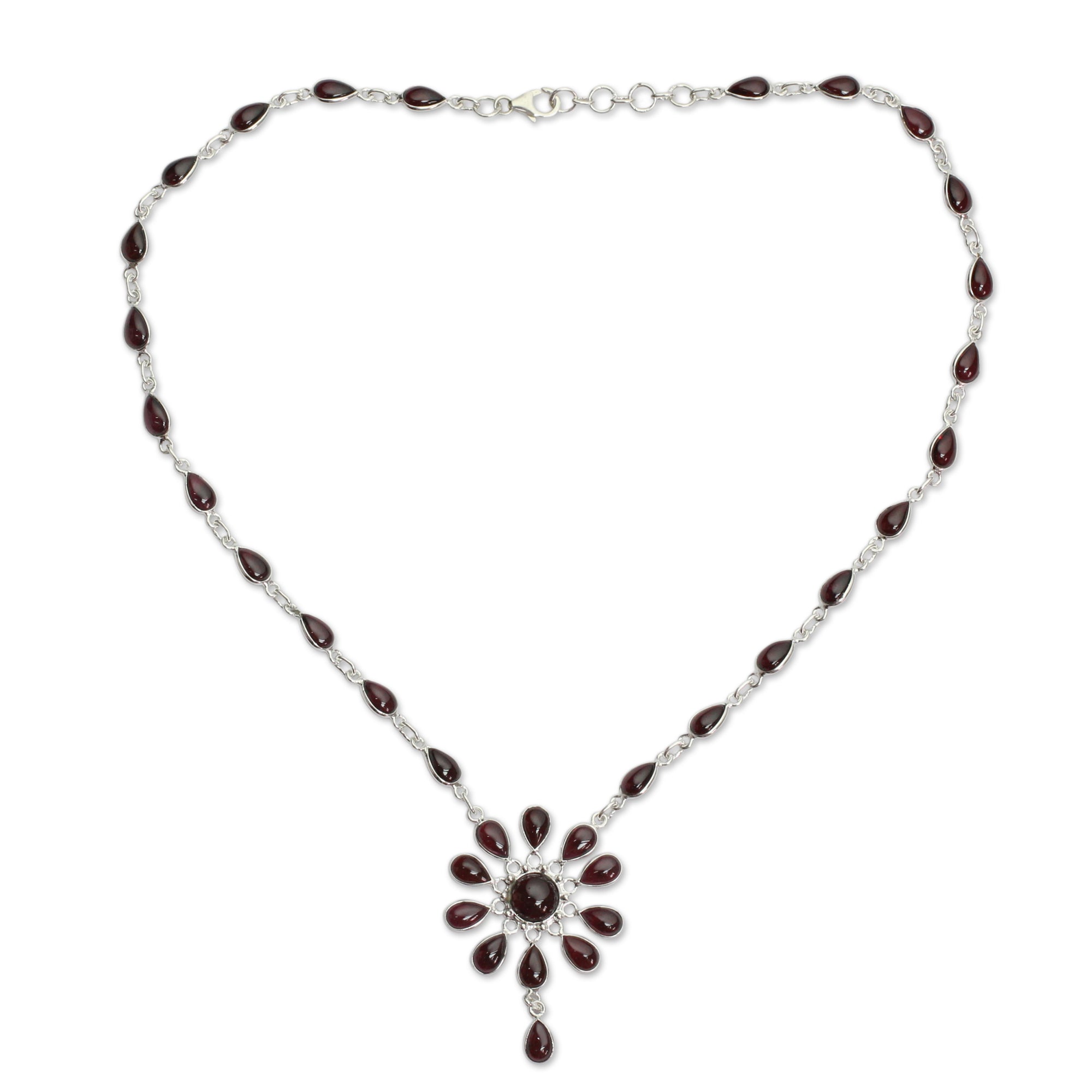 Premium Crimson Allure Garnet Necklace - Handcrafted Sterling Silver Jewelry