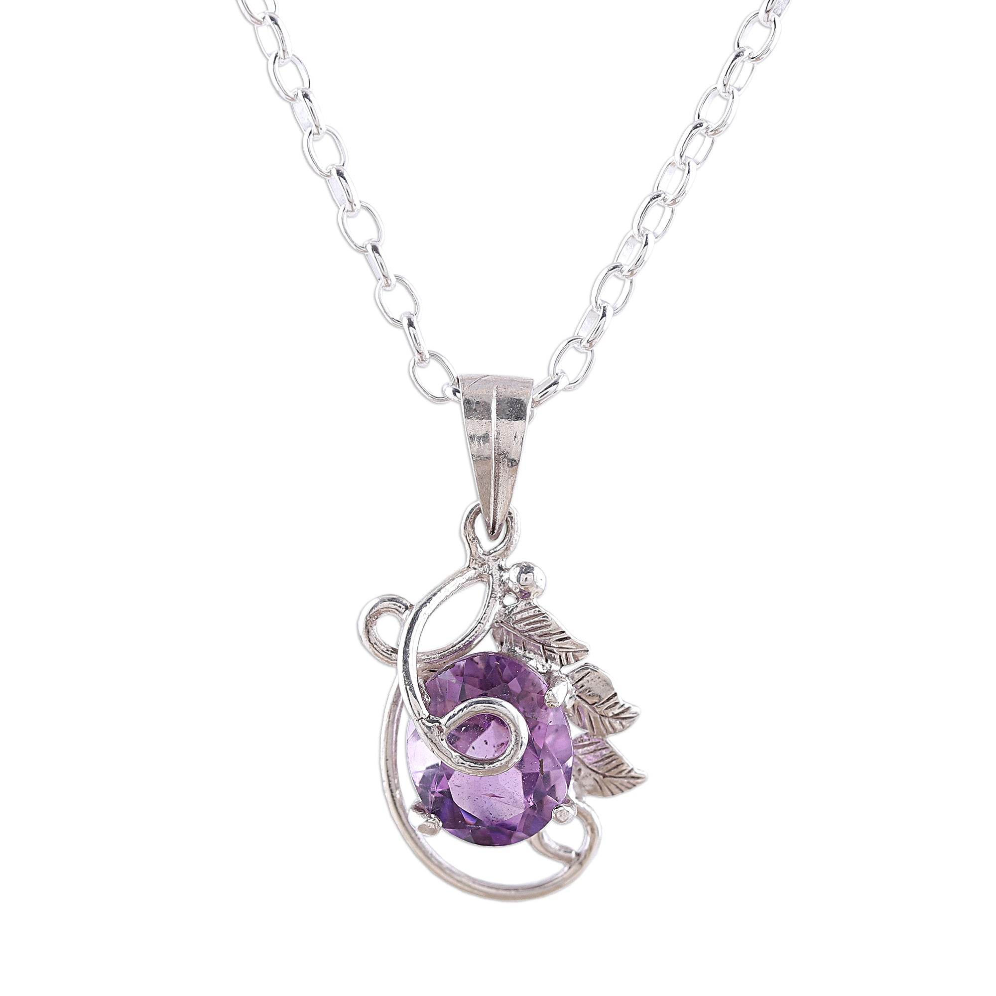 Premium Lilac Amethyst Sterling Silver Pendant Necklace - Handcrafted Elegance