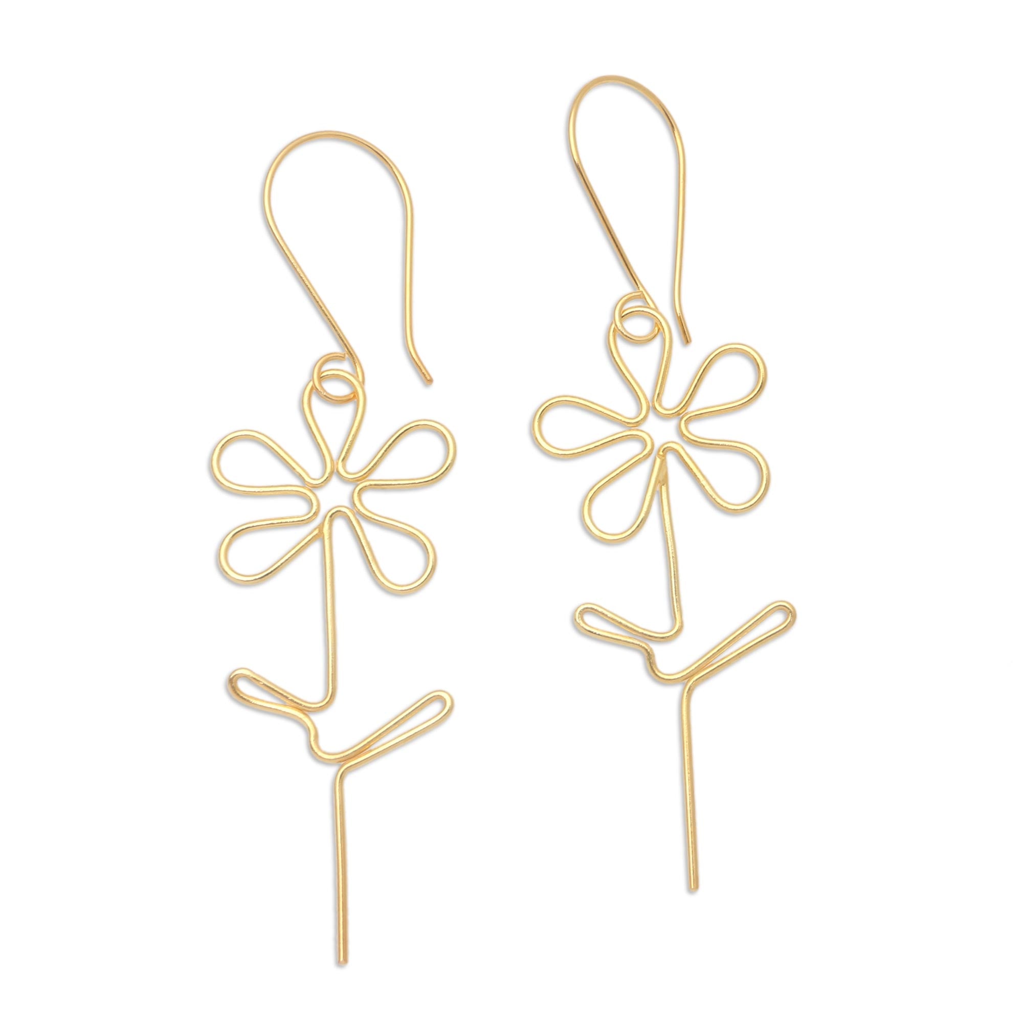 Premium Handmade 22k Gold-Plated Floral Dangle Earrings