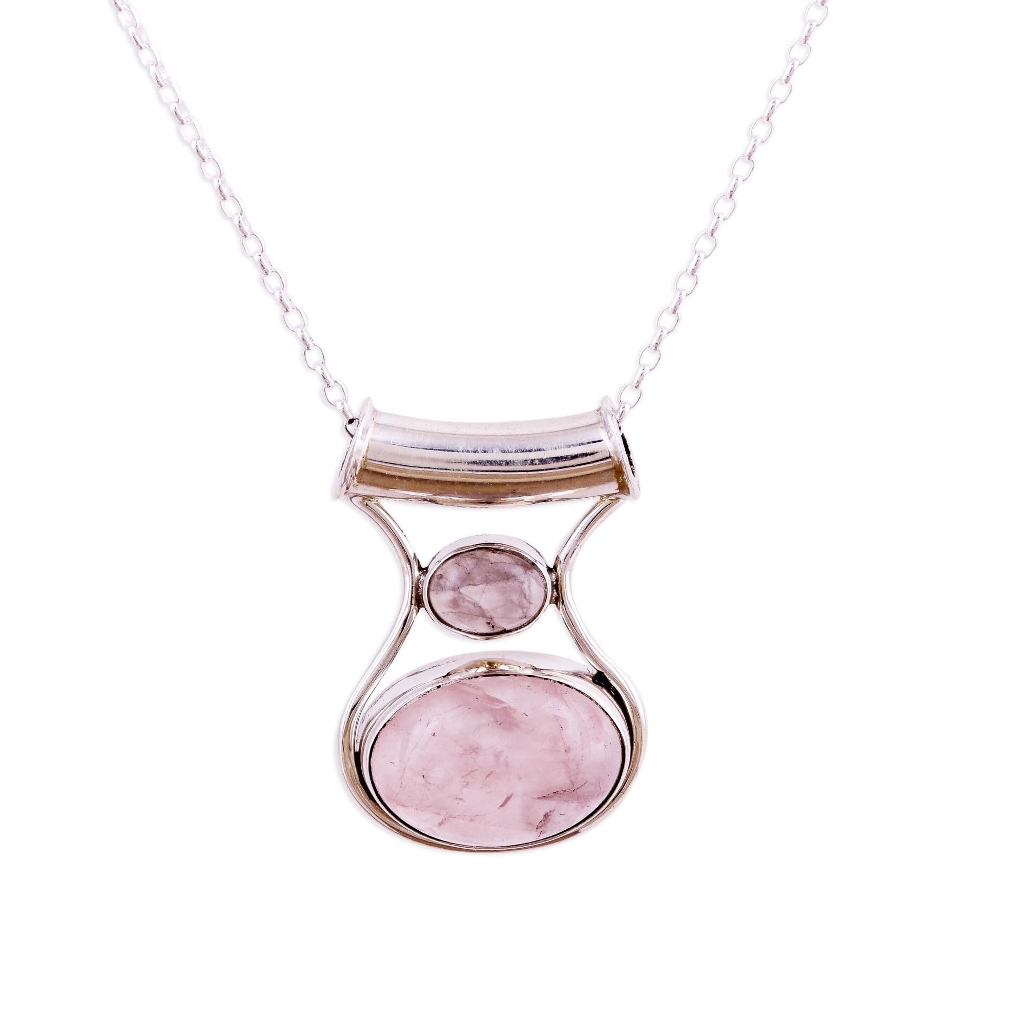 Premium Rose Quartz Sterling Silver Pendant Necklace – Timeless Elegance