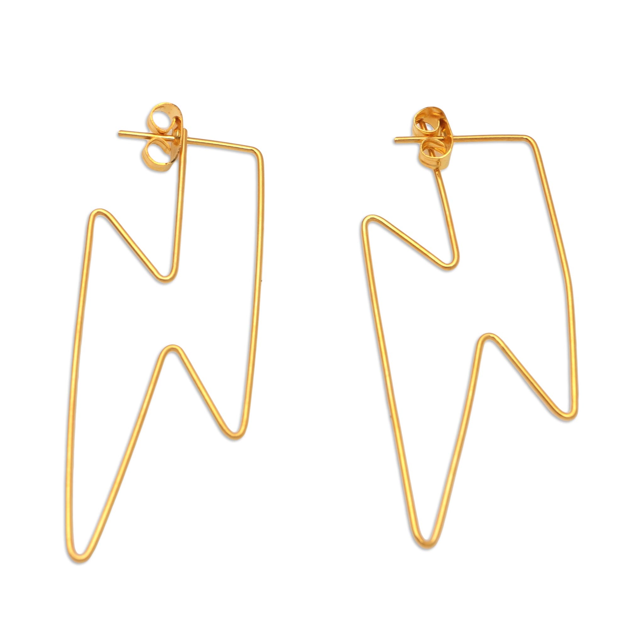 Premium Golden Bolt Gold-Plated Lightening Bolt Drop Earrings