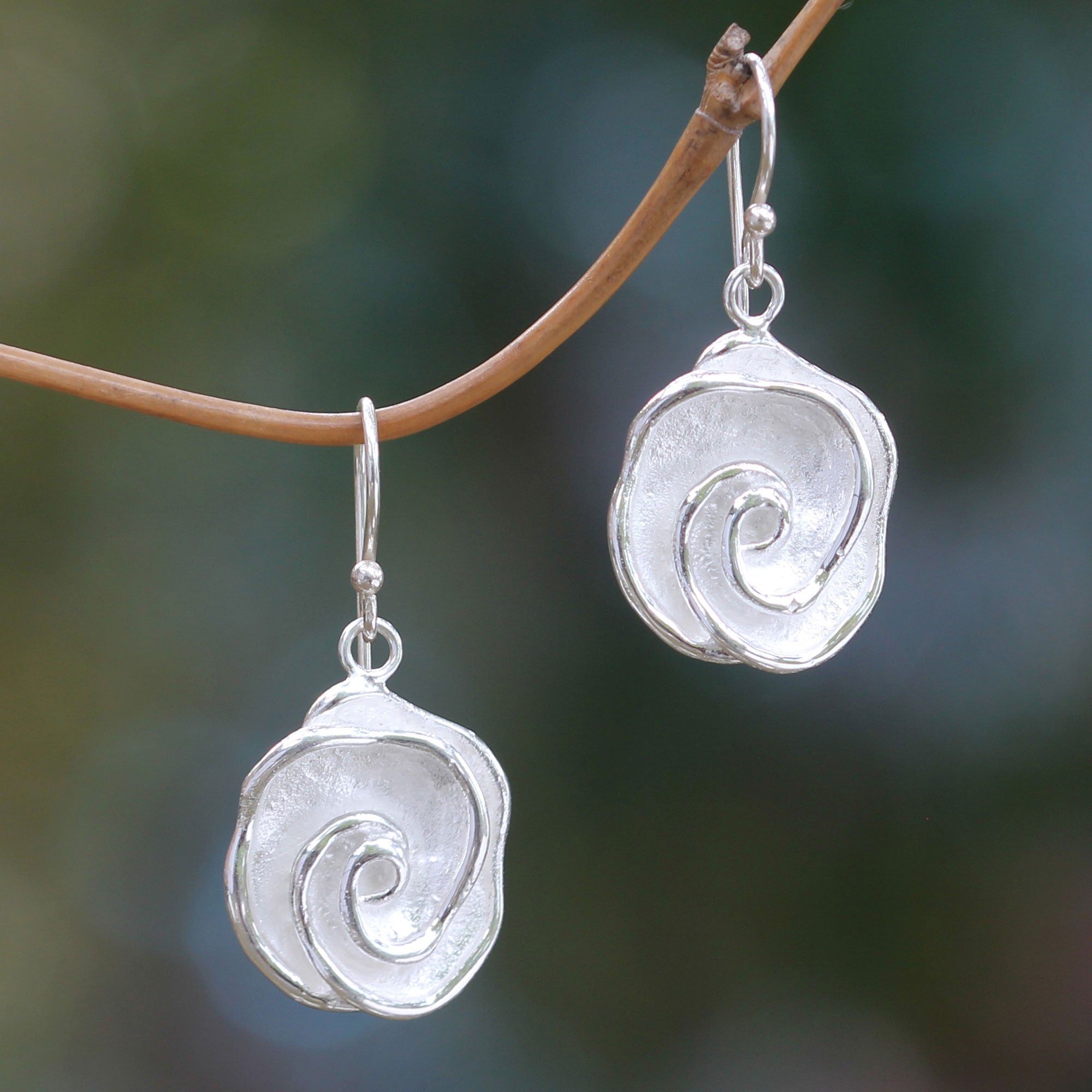 Premium Handcrafted Bali Gardenia Sterling Silver Dangle Earrings