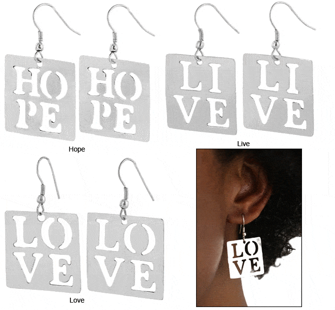 Premium Live, Hope, Love Inspirational Earrings