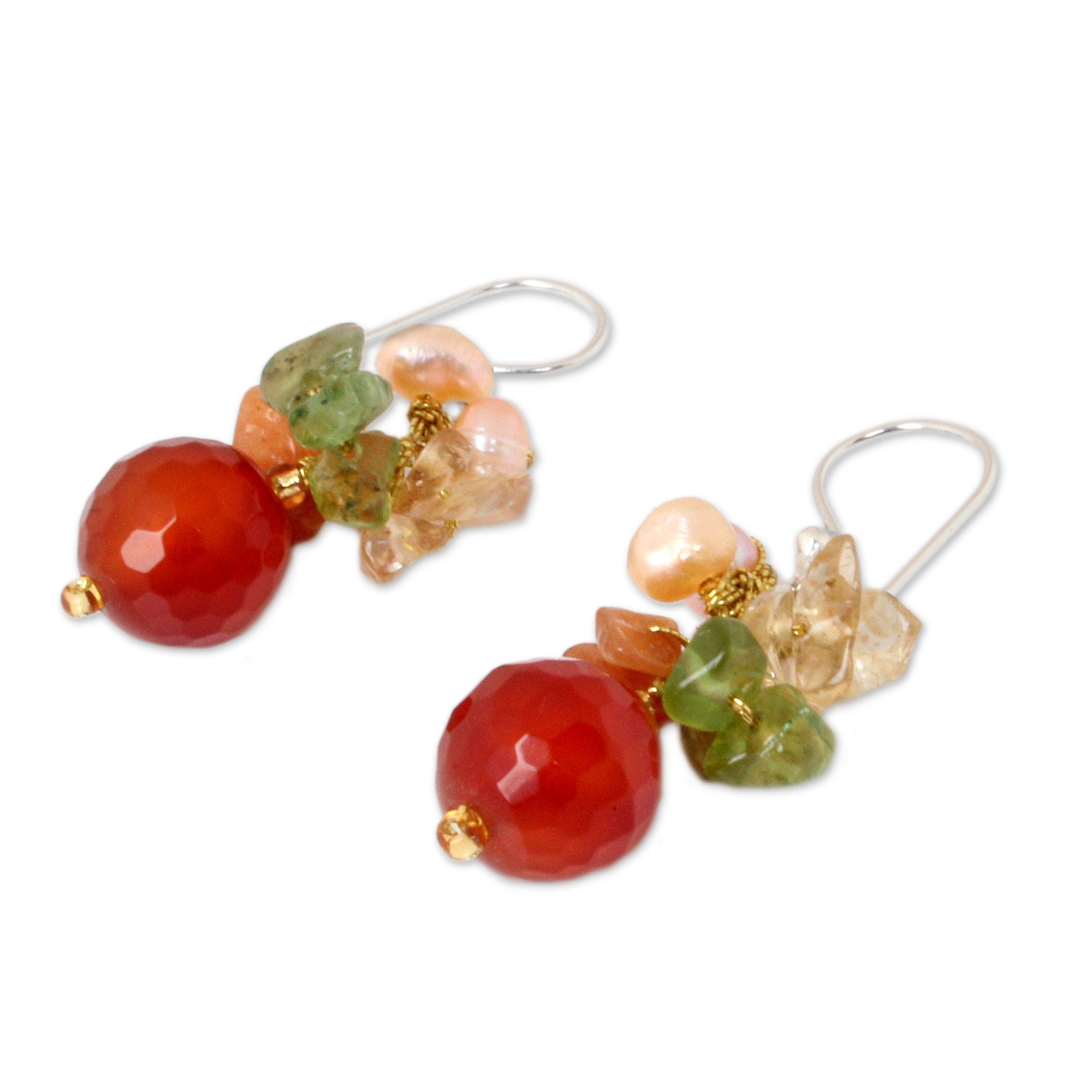 Premium Radiant Love Pearl & Gemstone Cluster Earrings