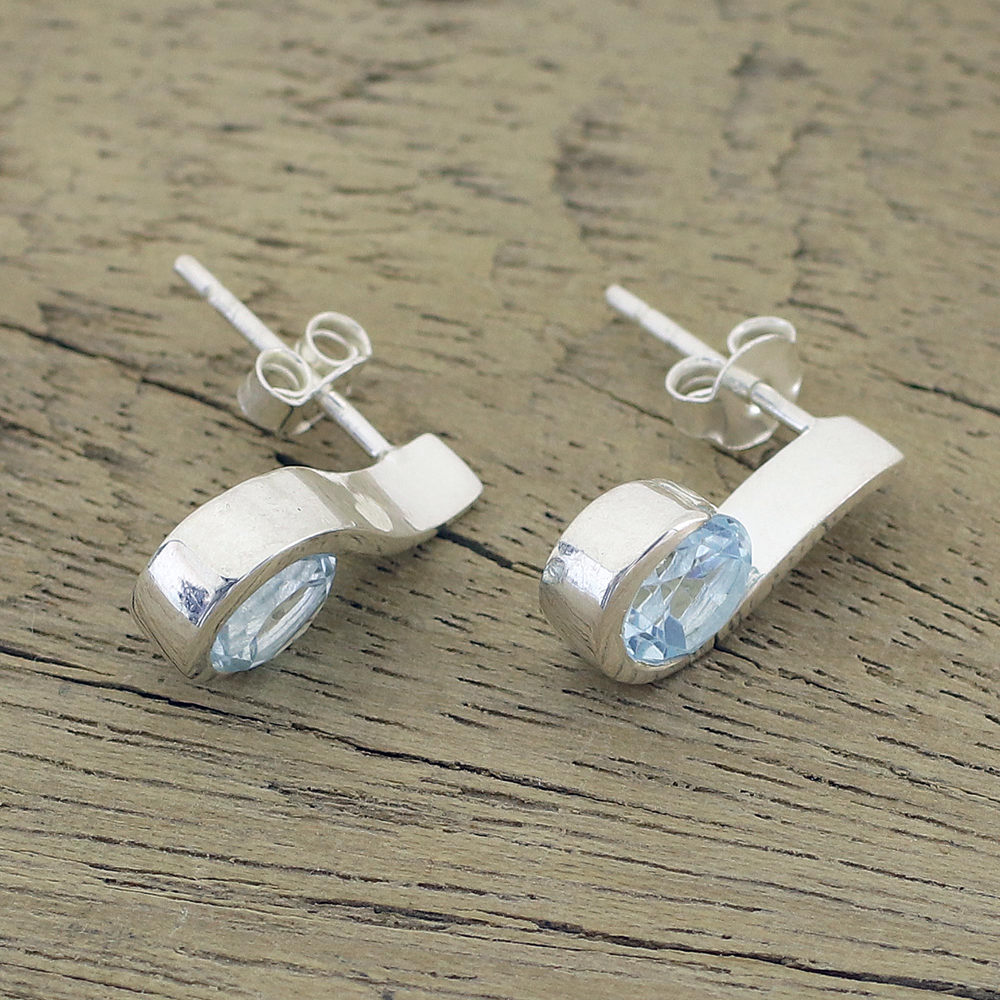 Premium Sky Droplet Blue Topaz Earrings in Sterling Silver – Modern Elegance