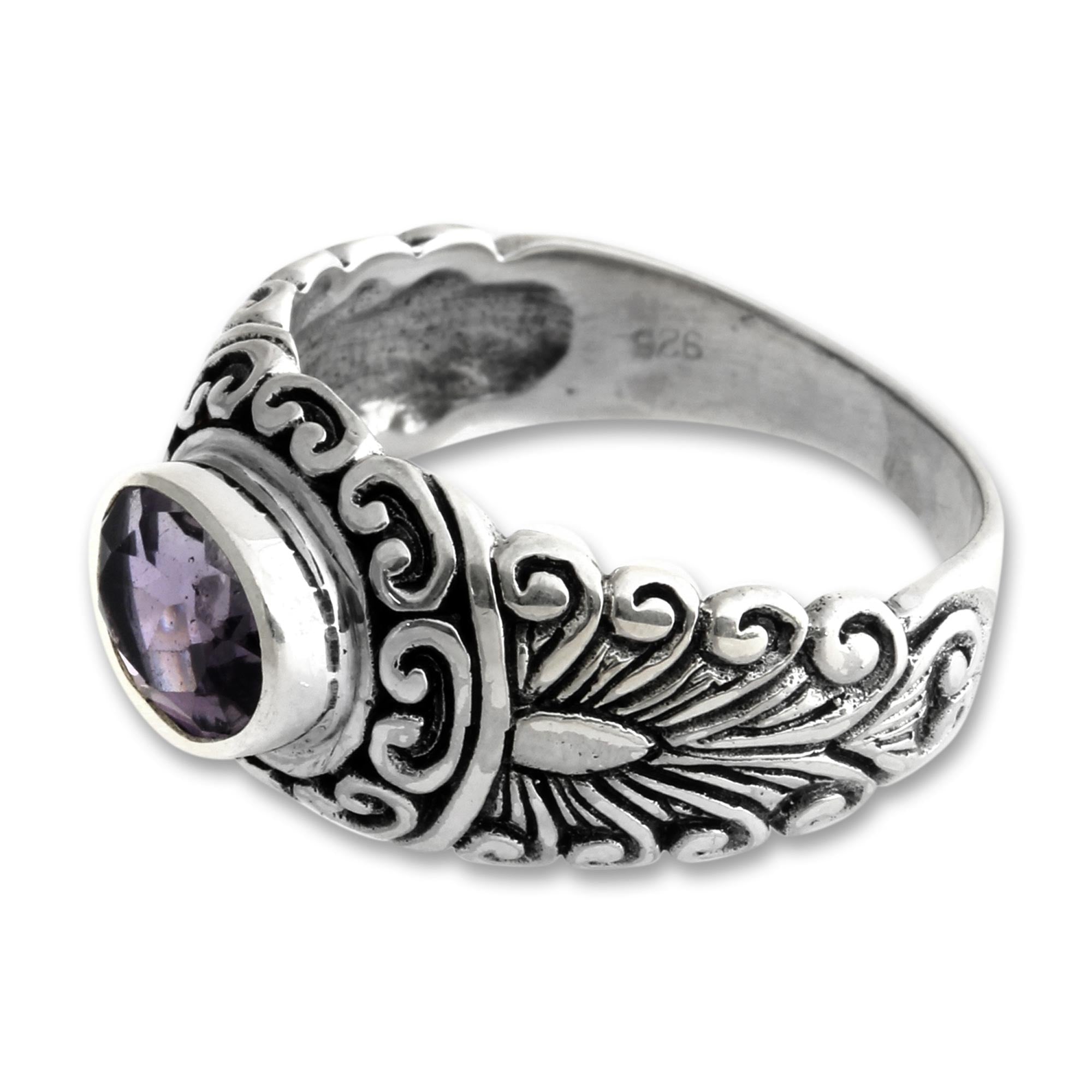 Premium Amethyst Solitaire Ring - Sumatra Splendor Collection