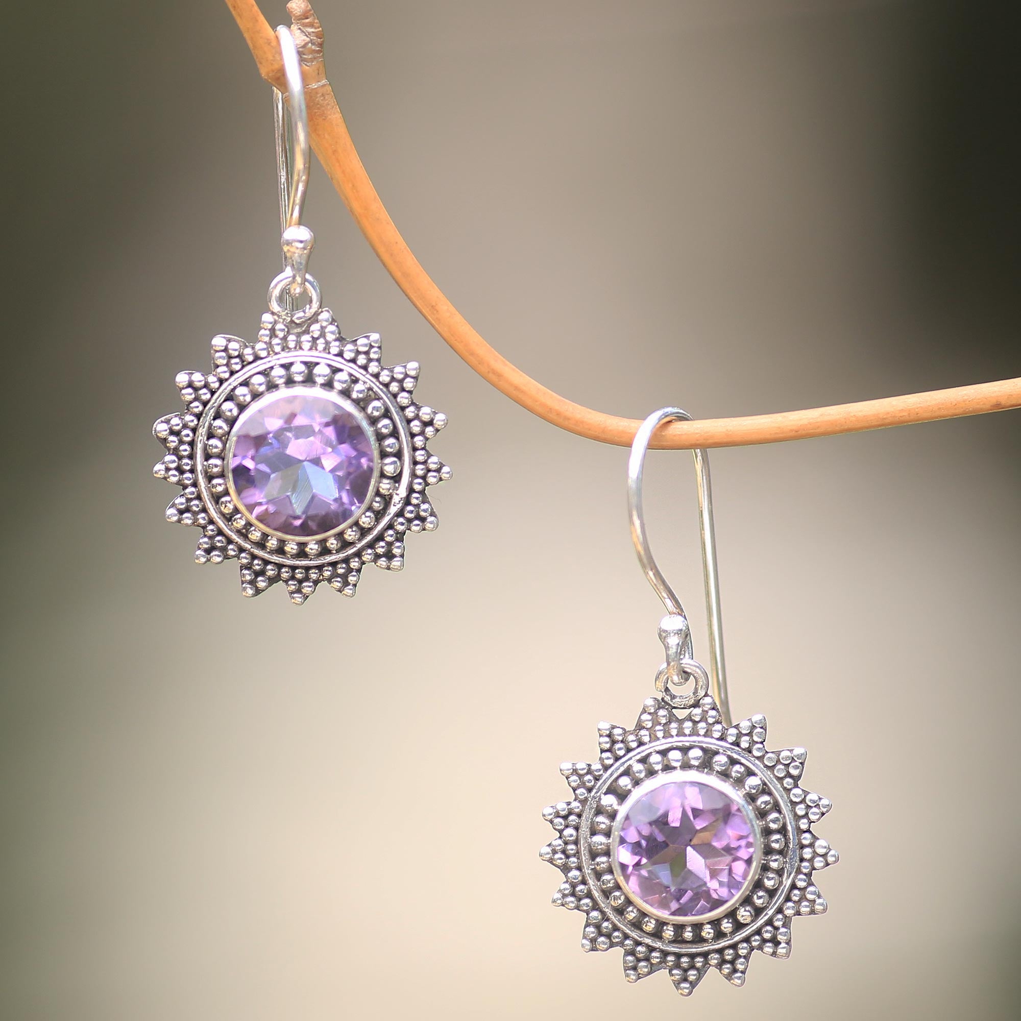 Premium Amethyst Dangle Earrings – Handcrafted Sterling Silver Jewelry