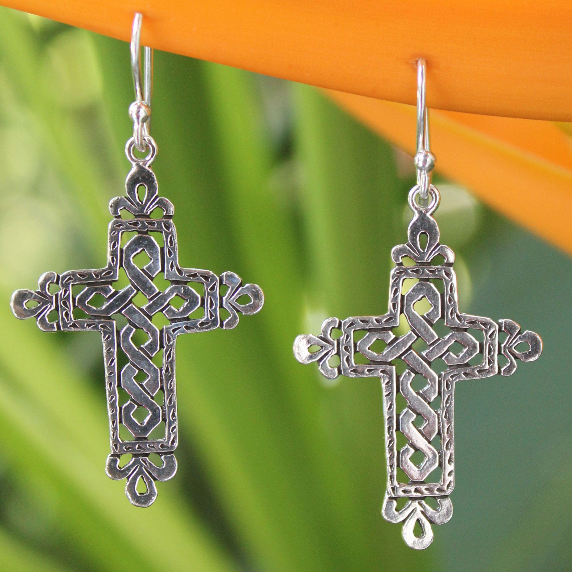 Premium Celtic Cross Sterling Silver Earrings - Handcrafted Elegance