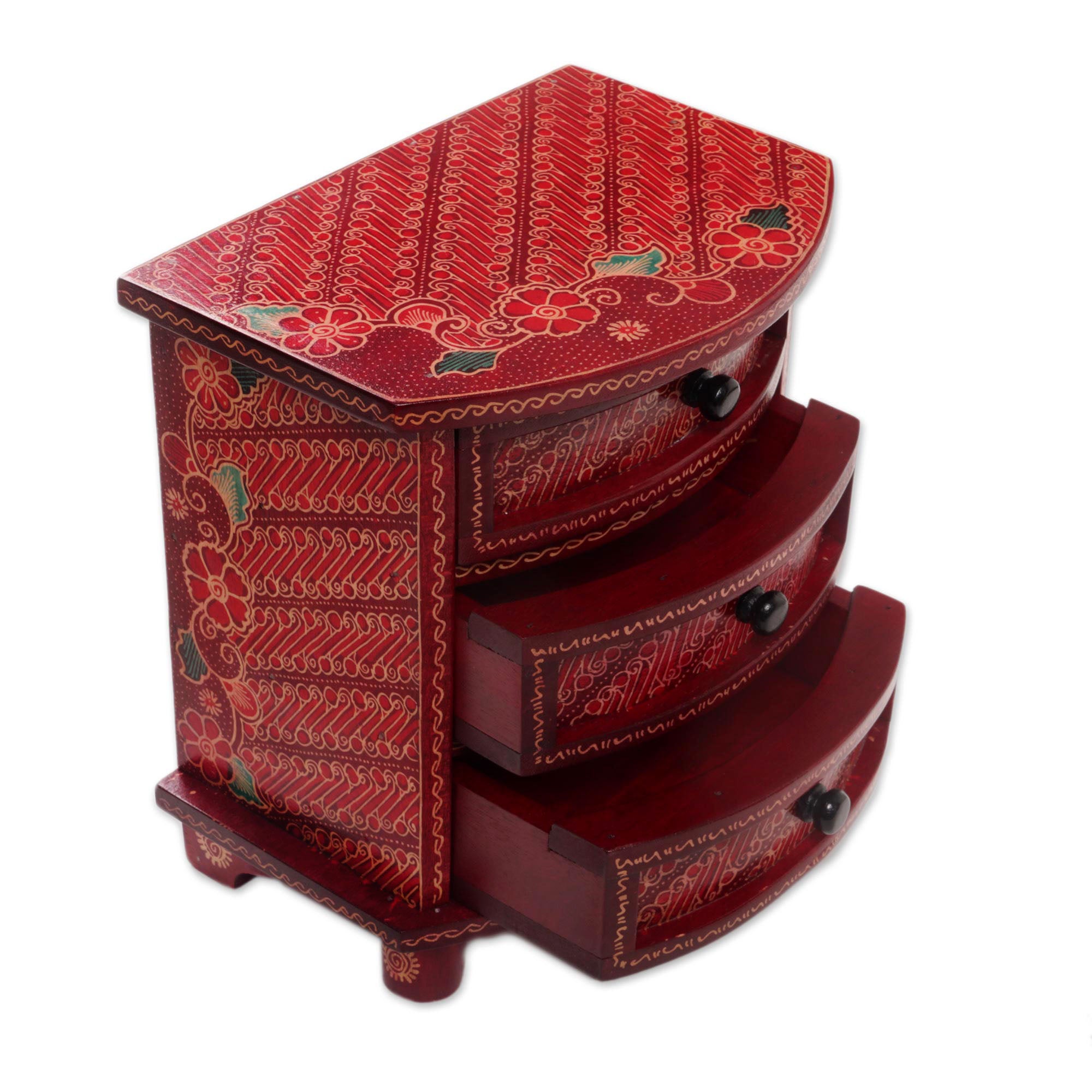 Premium Handcrafted Red Parang Motif Batik Jewelry Box - Ultimate Storage Solution