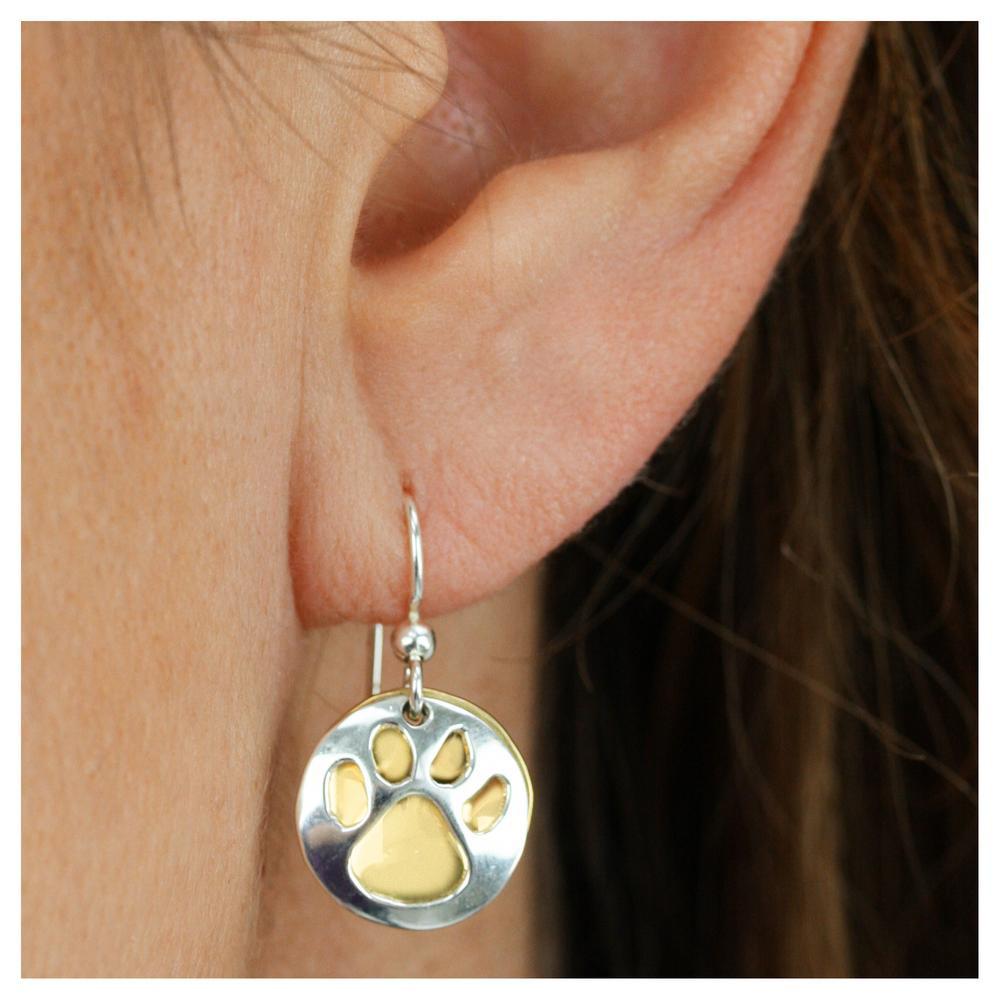 Premium Paw Print Silver-Plated Earrings - Handmade Elegance