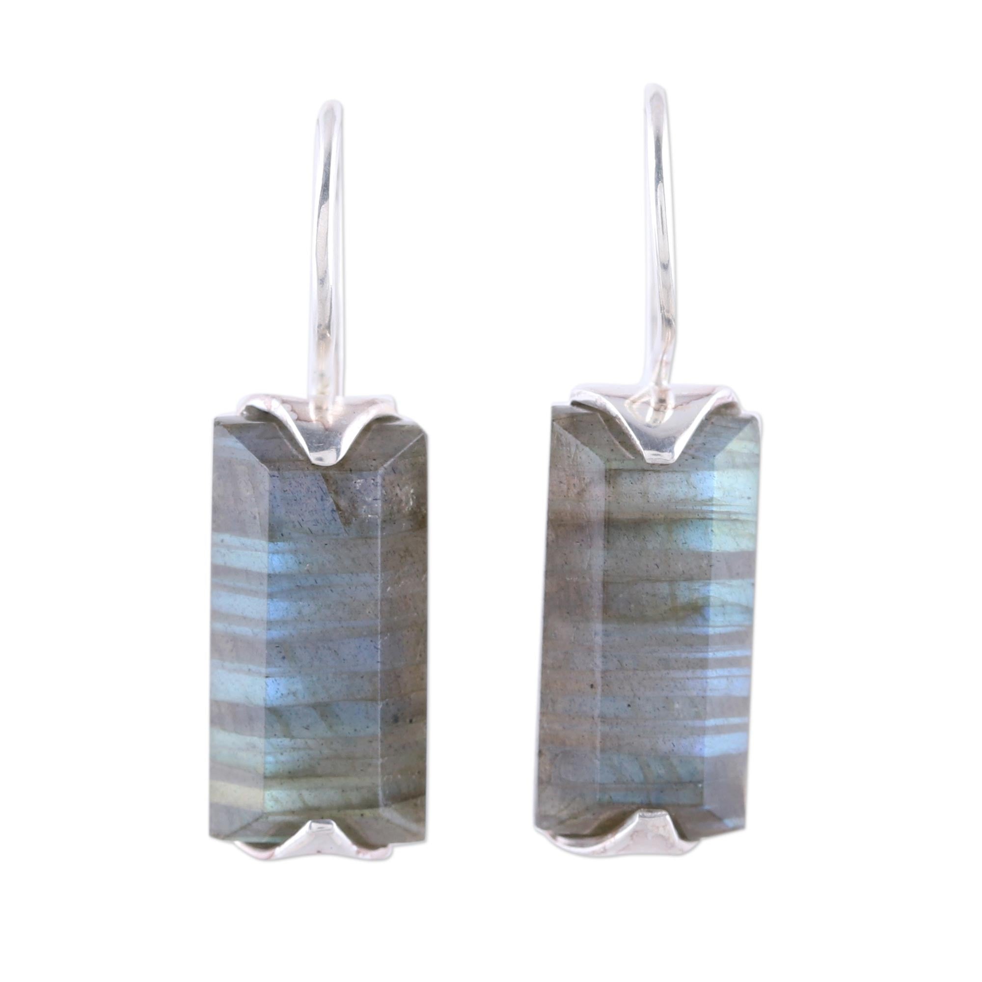 Premium Aurora Borealis 12-Carat Labradorite Drop Earrings – Handcrafted in India