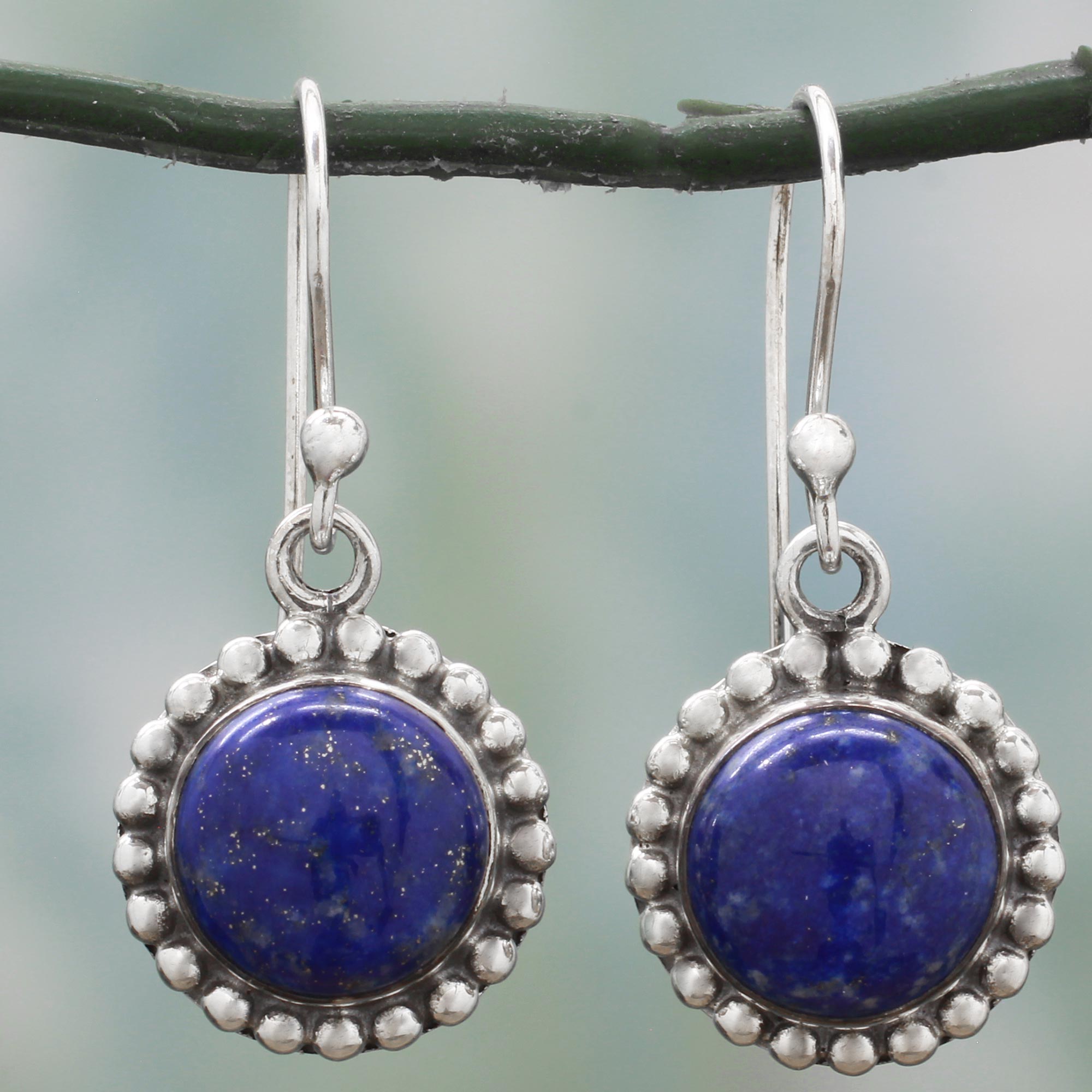 Premium Lapis Lazuli Sterling Silver Dangle Earrings – Deep Blue Majesty