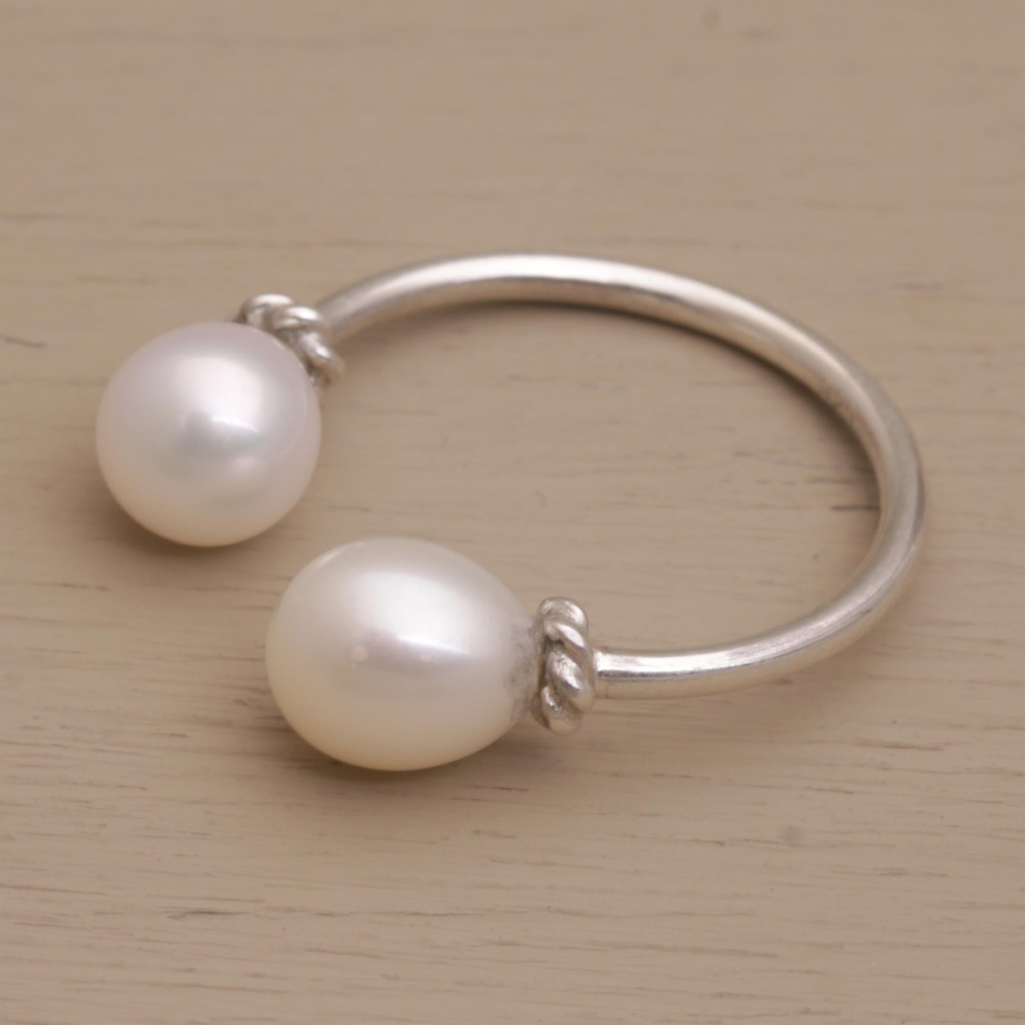 Premium Moonlight's End Sterling Silver & Cultured Pearl Wrap Ring