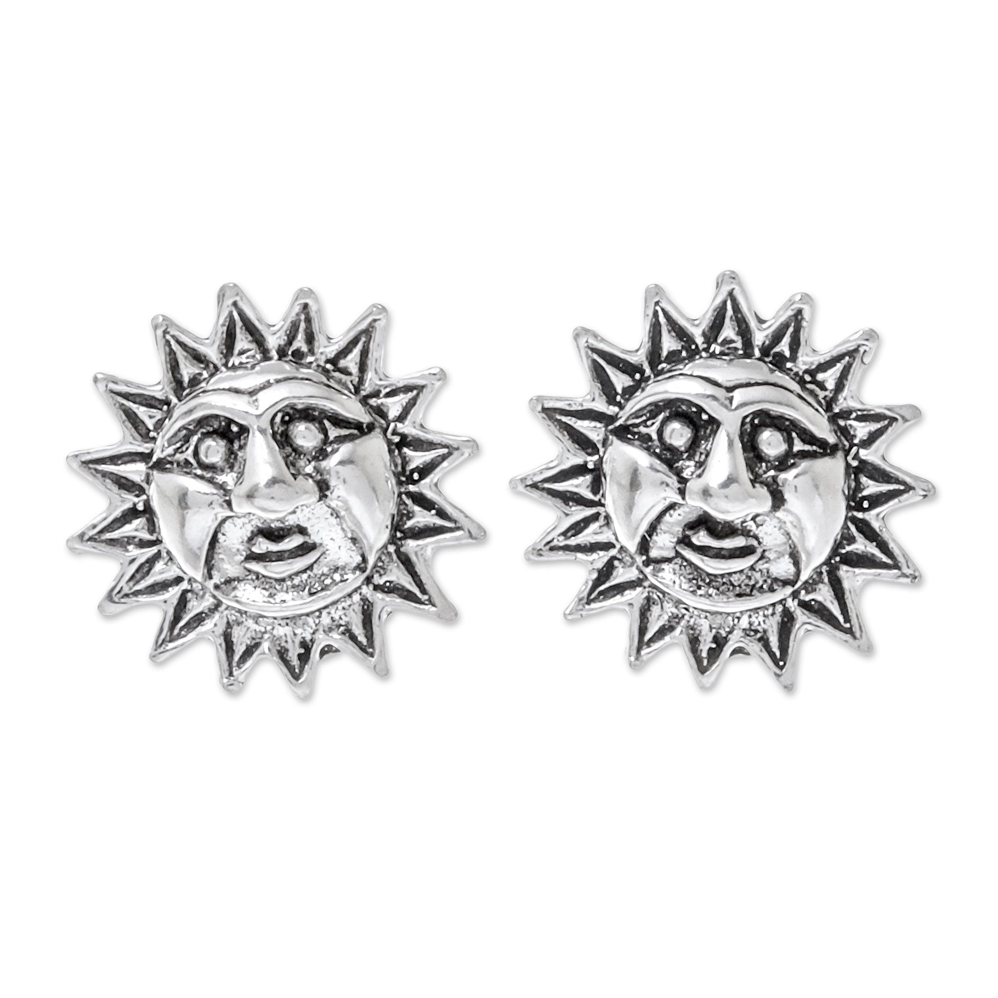 Premium Whimsical Sun Stud Earrings - Sterling Silver Jewelry from Thailand