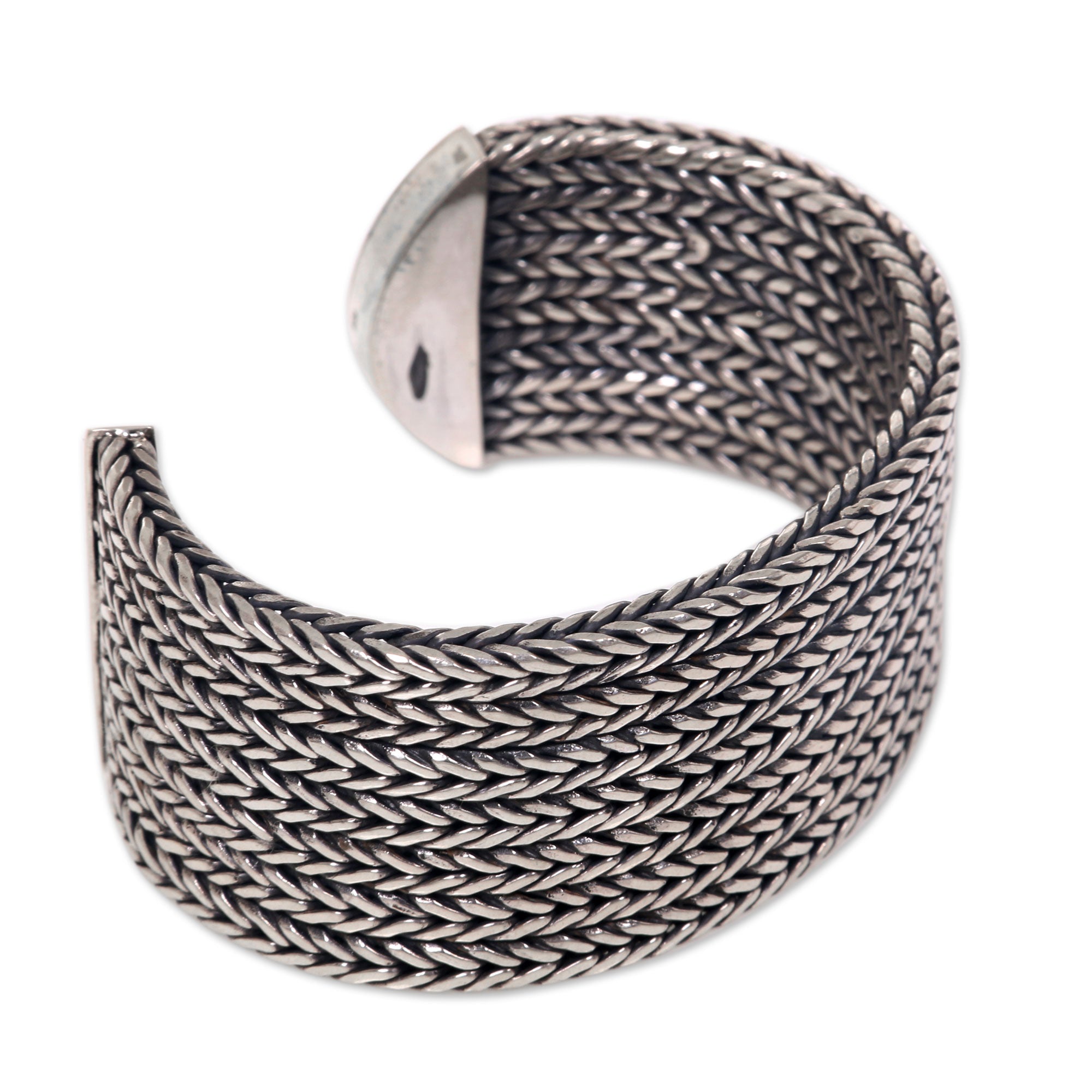 Premium Sterling Silver Horseshoe Braid Cuff Bracelet - Handcrafted in Bali