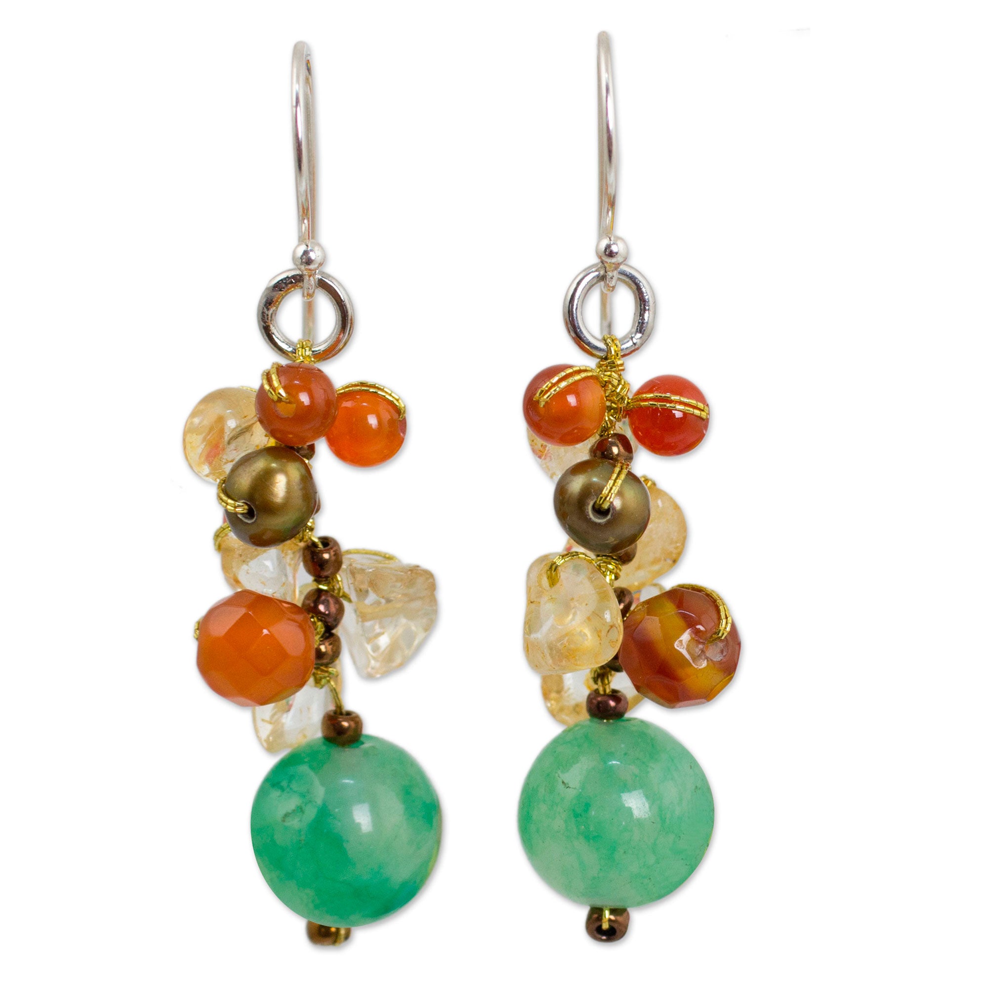 Premium Lemon Lime Gemstone Beaded Earrings - Handmade Elegance