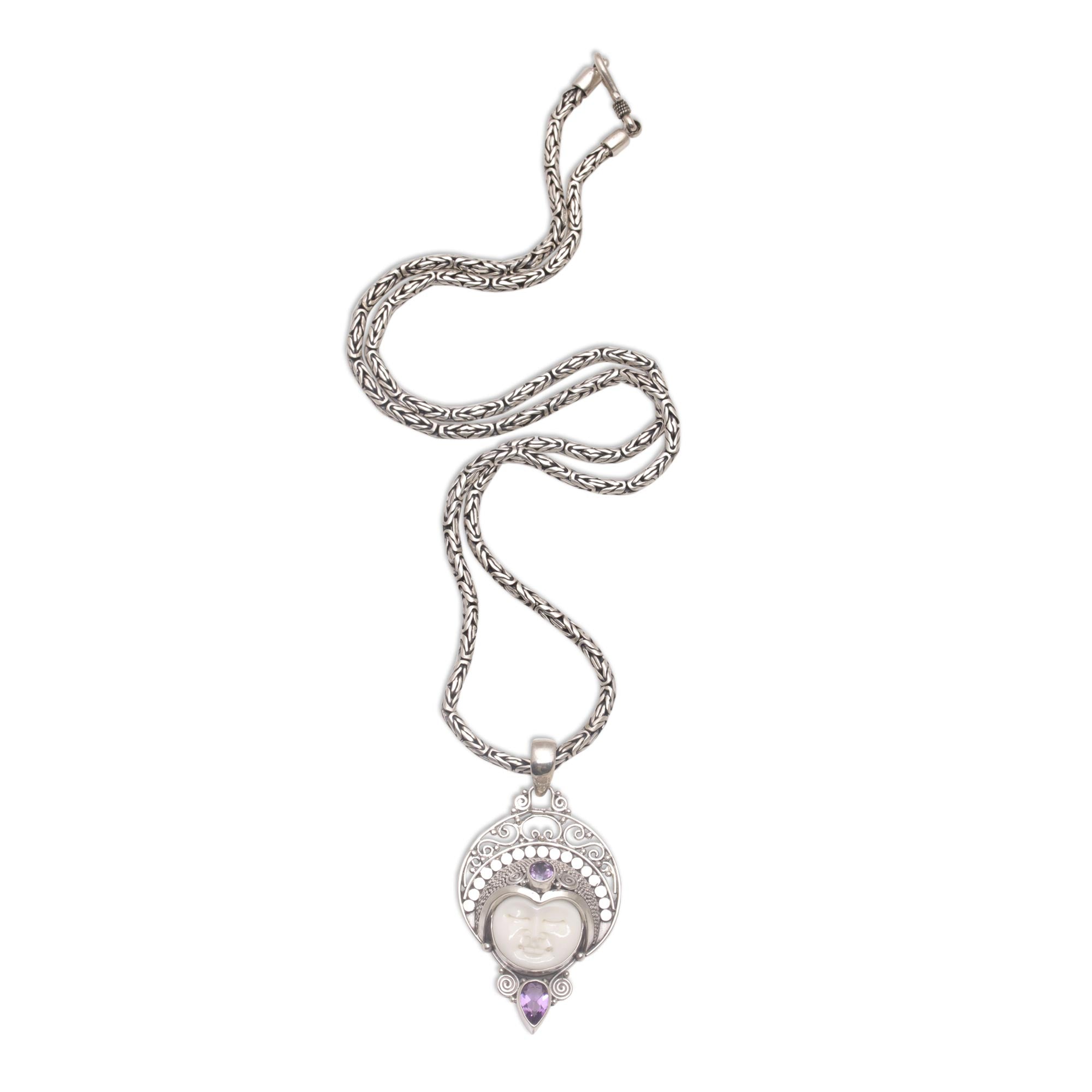 Premium Lunar Queen Amethyst Pendant Necklace - Handcrafted Jewelry