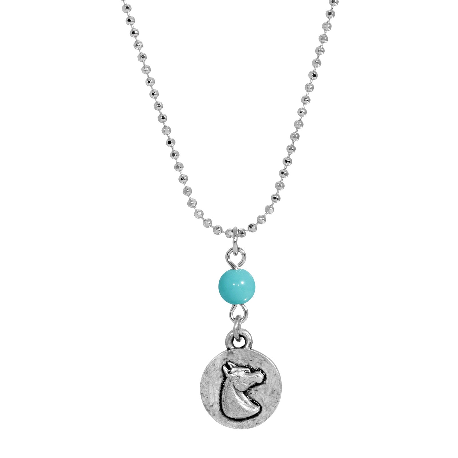 Premium 1928 Jewelry® Silver Tone Turquoise Horse Head Necklace - 18 Inch Chain