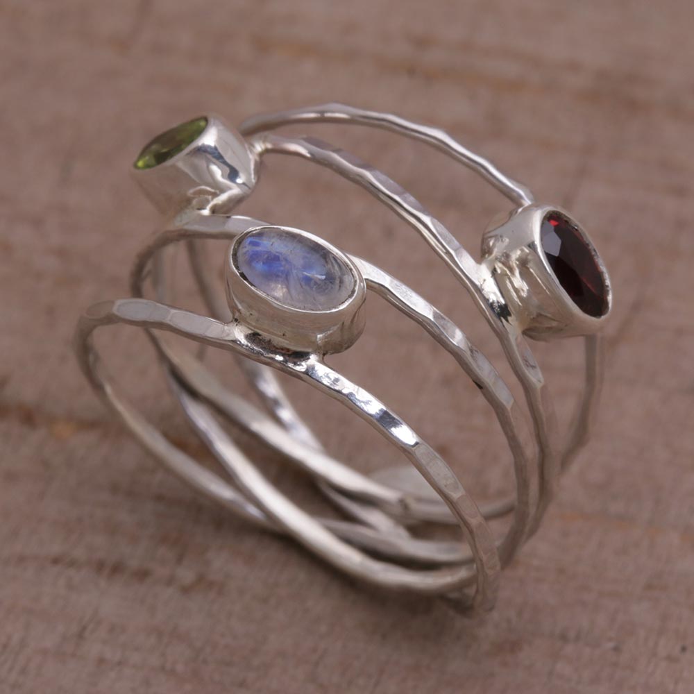 Premium Multigemstone Sterling Silver Ring – Handcrafted in Bali