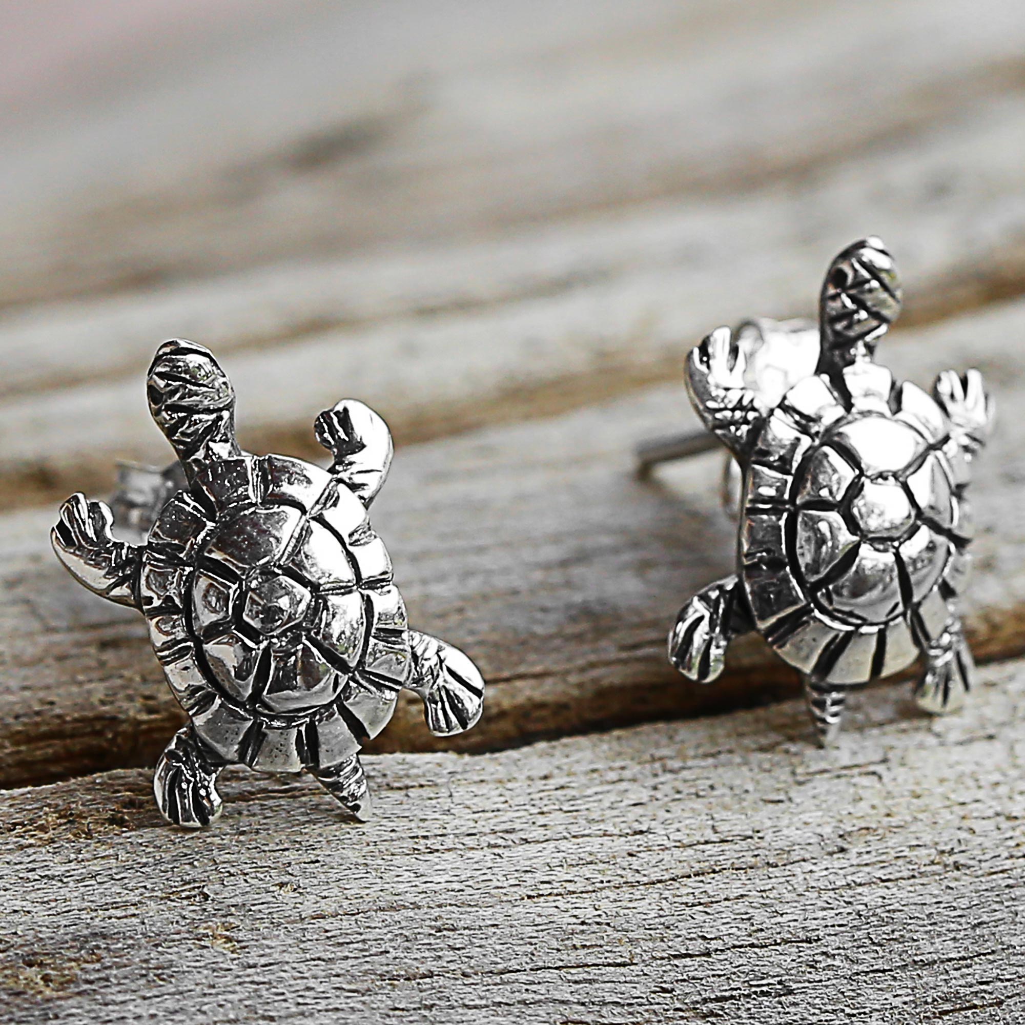 Premium Little Turtles Sterling Silver Earrings - Handmade in Thailand