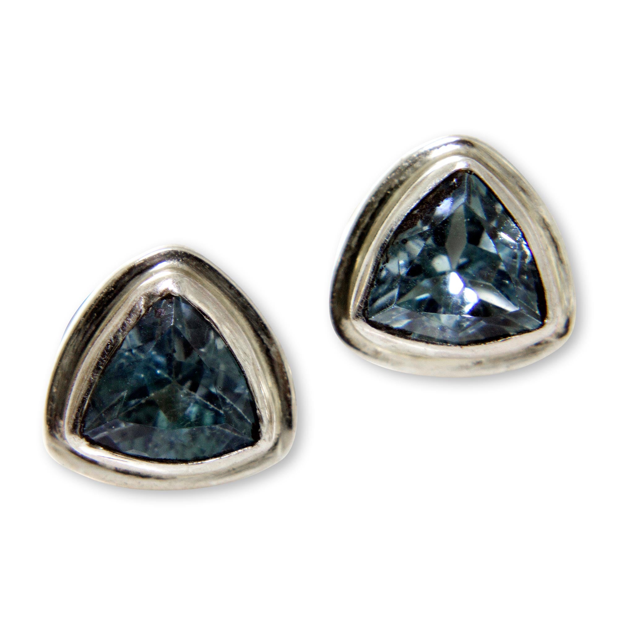 Premium Sky Blue Trinity Classic Blue Topaz Stud Earrings in Sterling 925 Silver