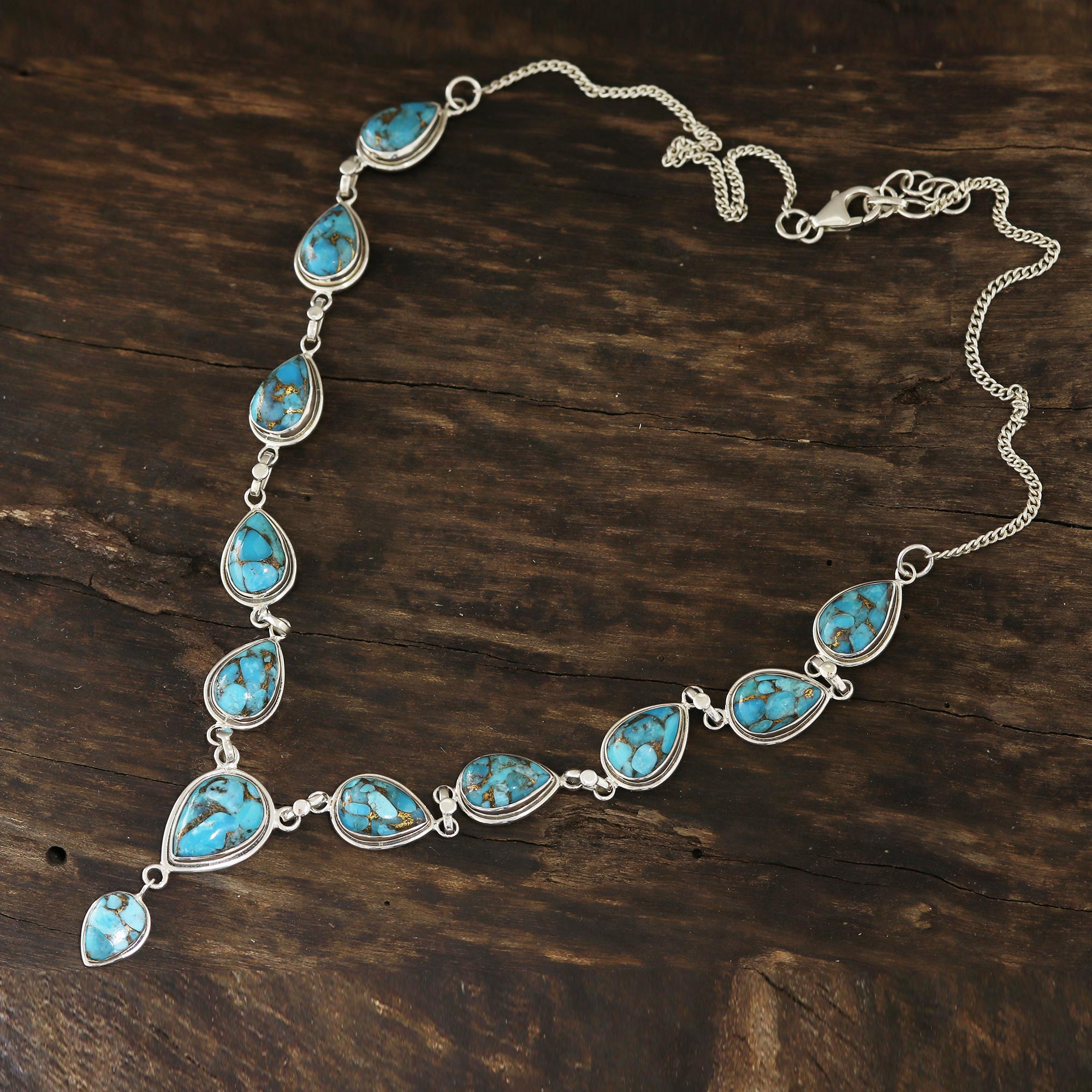 Premium Aura of Beauty Turquoise Y-Necklace - Handcrafted in India