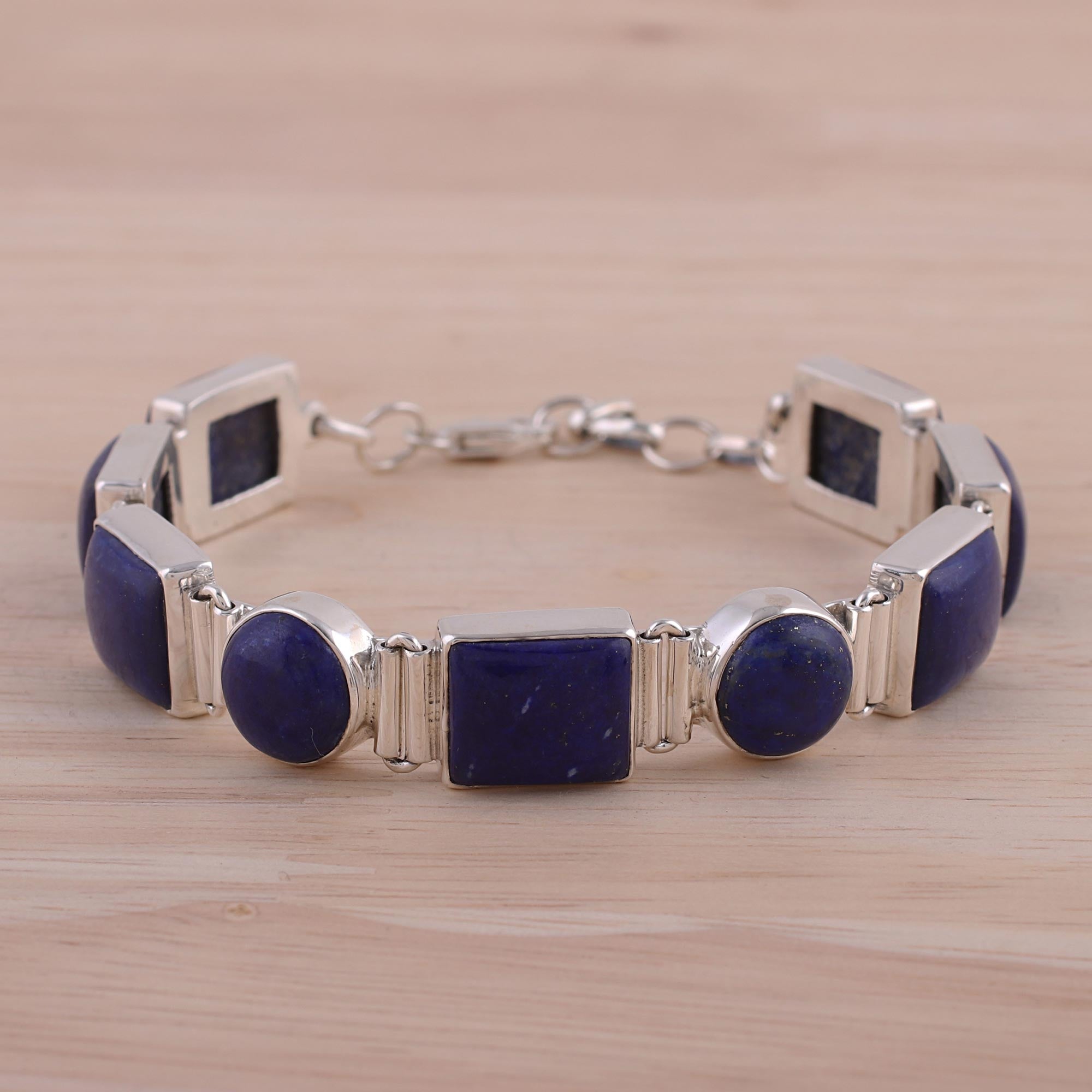 Premium Lapis Lazuli & Sterling Silver Link Bracelet - Ultimate Style Upgrade