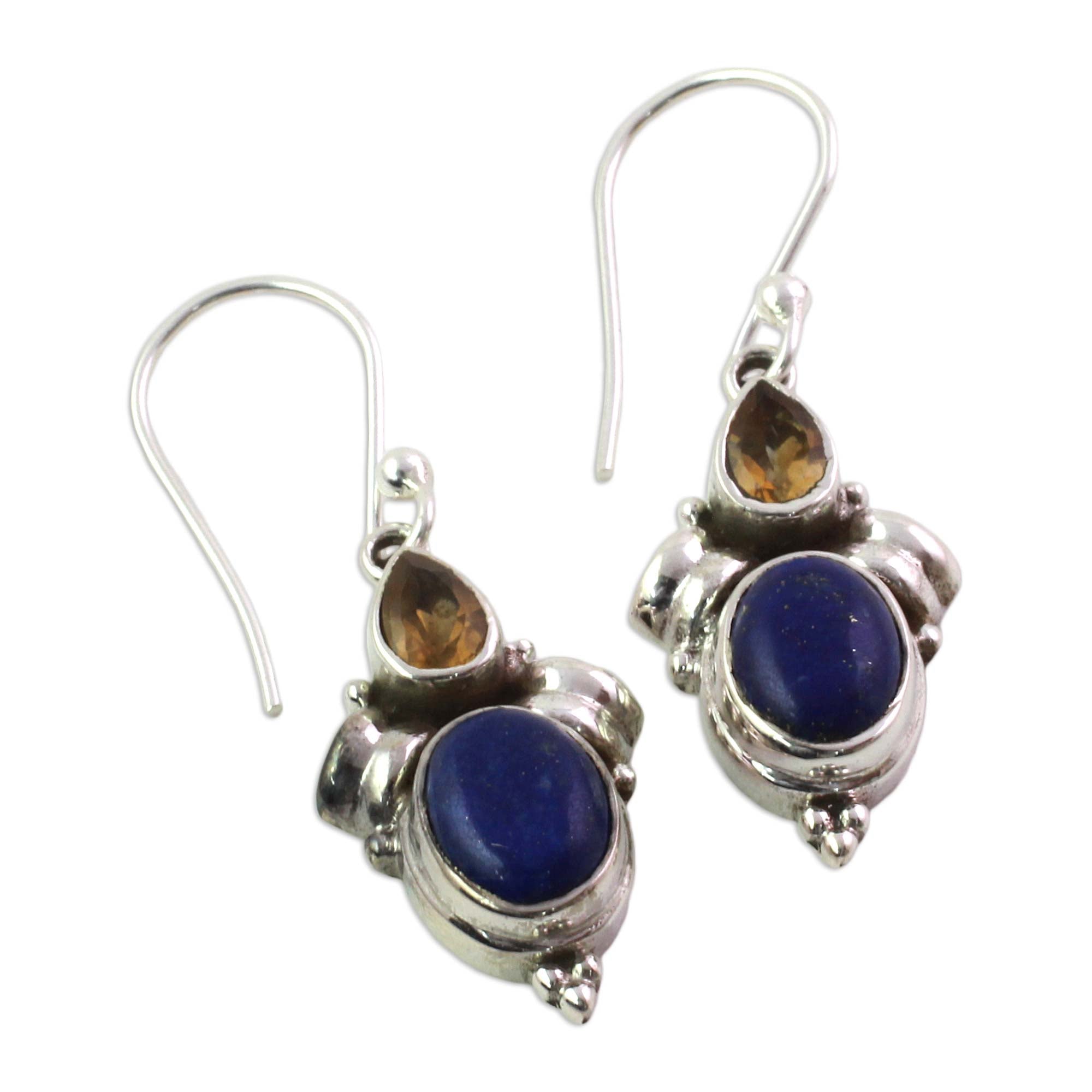 Premium Indian Fog Multi-Gem Sterling Silver Dangle Earrings