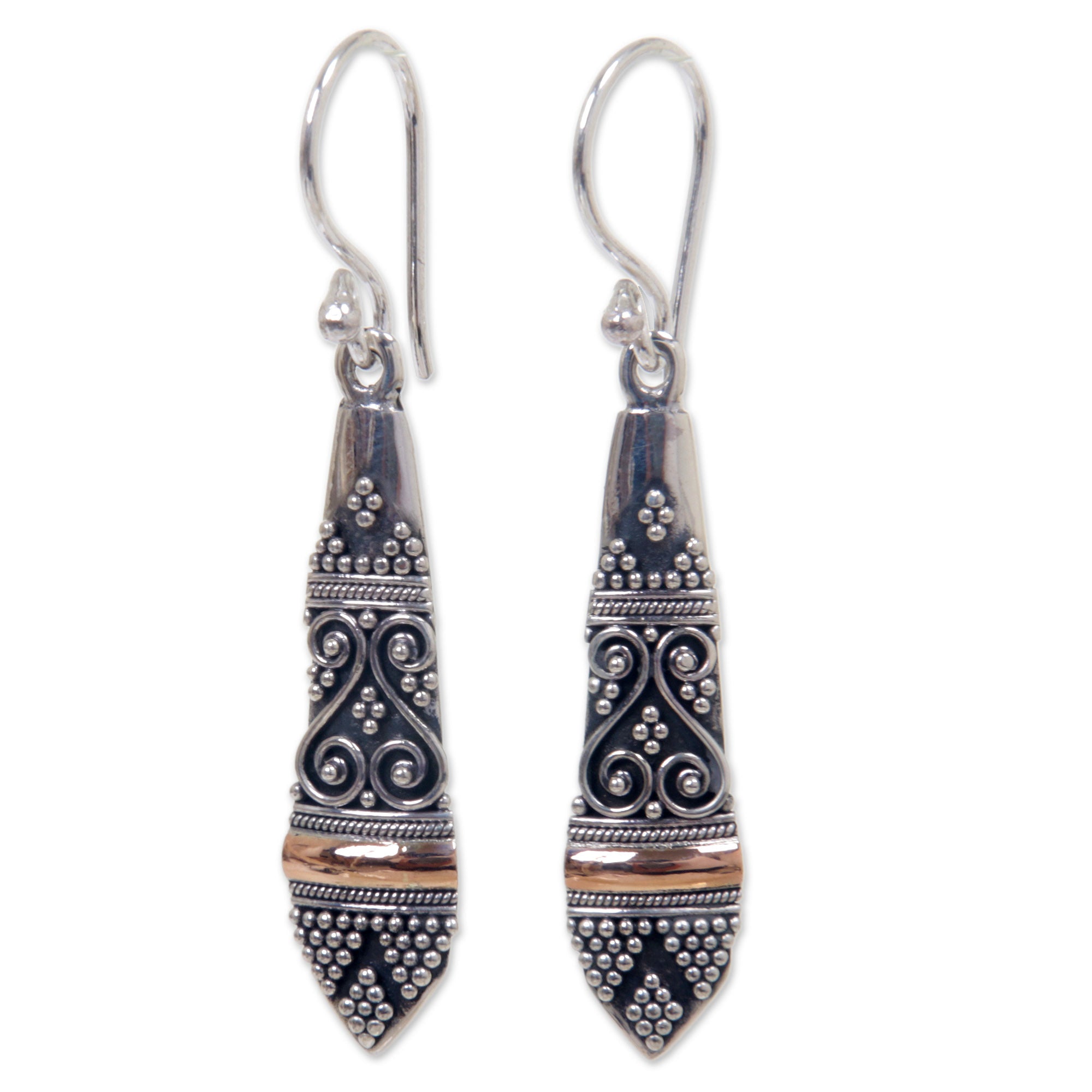 Premium Ubud Dancer Gold & Sterling Silver Drop Earrings - Handcrafted Elegance