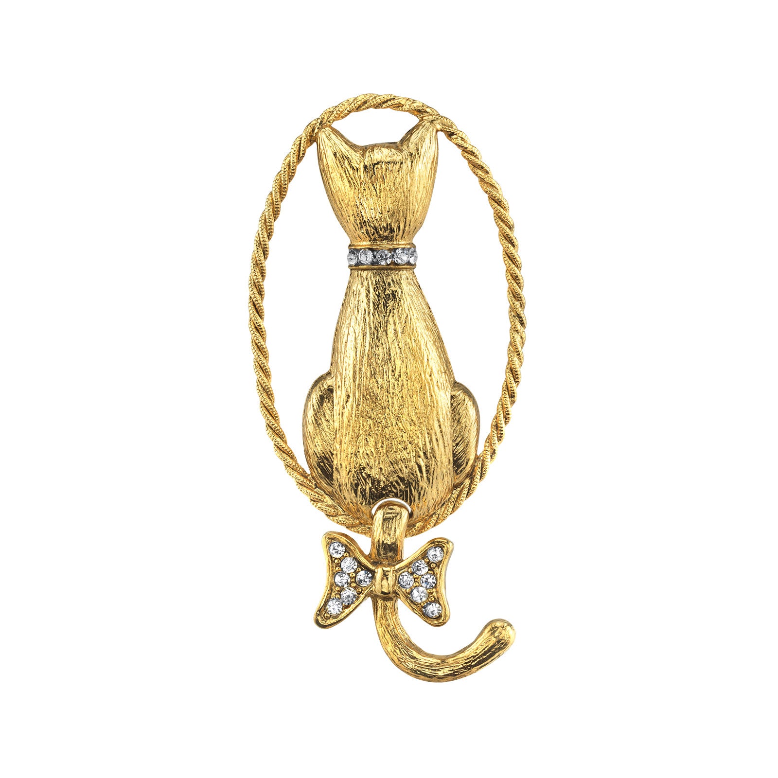 Premium 1928 Jewelry® Gold Tone Crystal Backwards Cat Pin - Ultimate Cat Lover's Gift