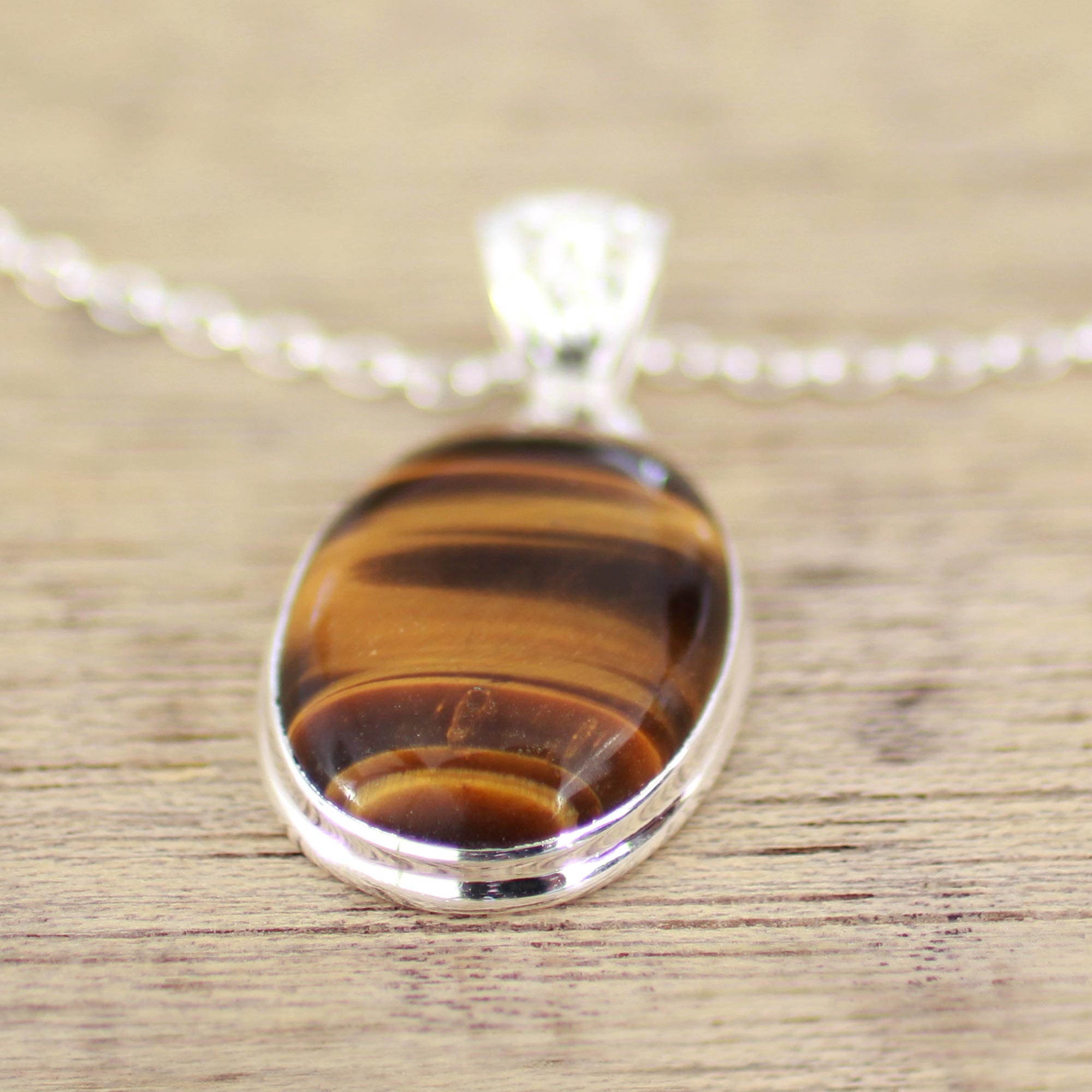 Premium Hypnotic Feline Tiger's Eye Silver Necklace