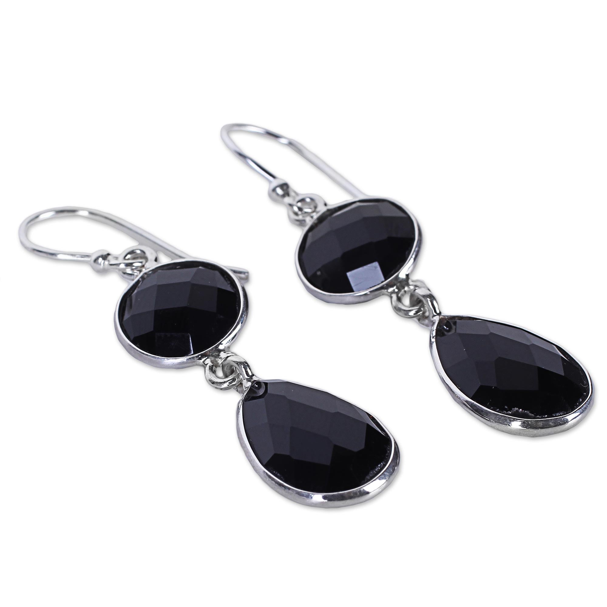 Premium Magical Onyx & Silver Dangle Earrings - Handcrafted Elegance