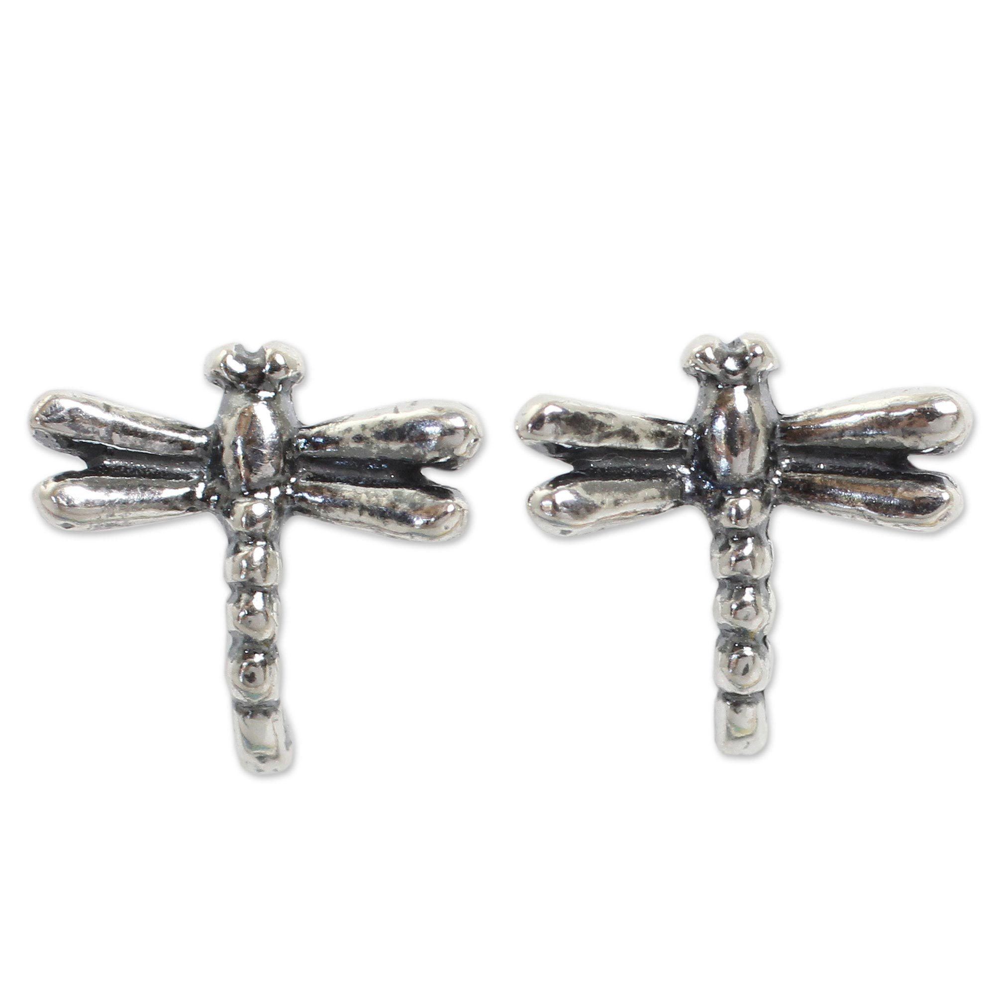 Premium Handcrafted Baby Dragonfly Sterling Silver Stud Earrings