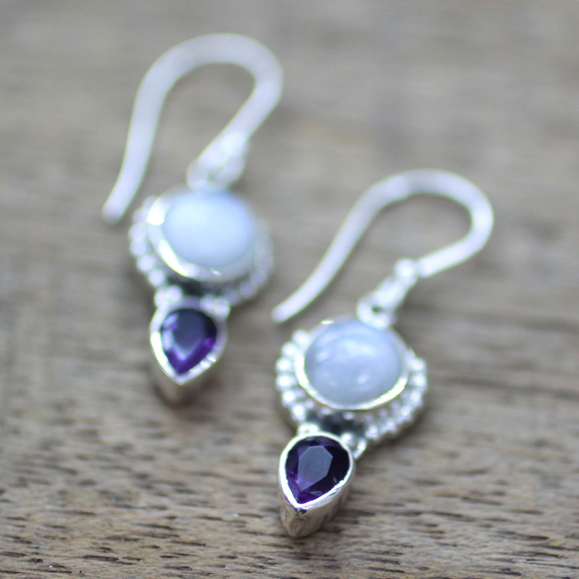 Premium Indian Rain Multi-Gem Sterling Silver Dangle Earrings